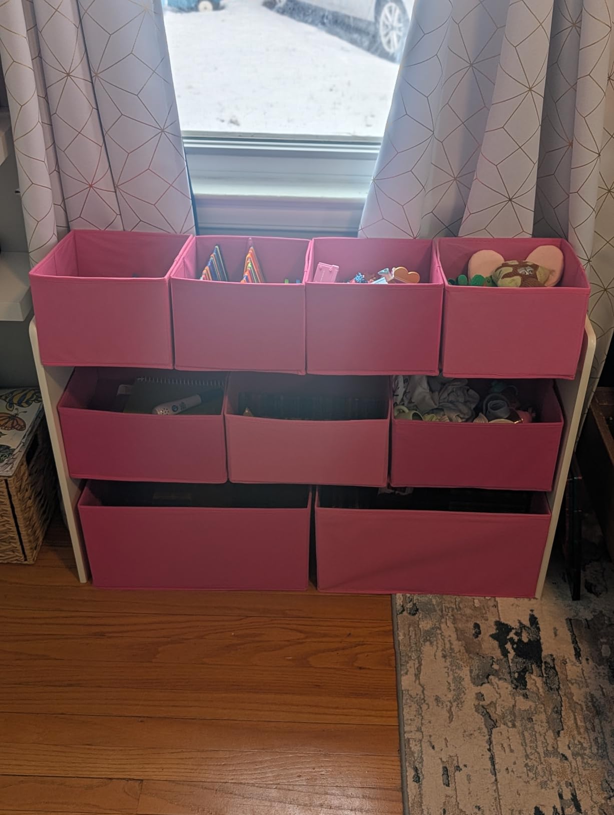 Delta Children Deluxe Multi-Bin Toy Organizer with Storage Bins, Grey/Blue Bins customer photo 2