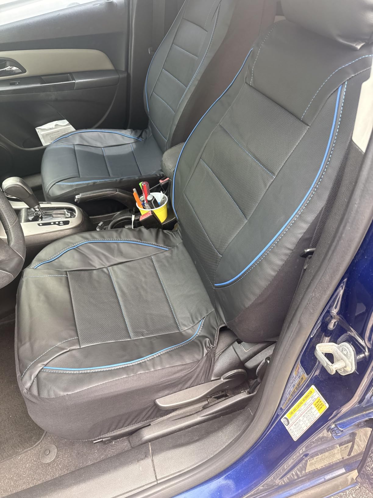 CAR PASS Universal FIT Piping Leather Car Seat Cover, for SUVs, Van, Trucks, Airbag Compatible, Inside Zipper Design and Reserved Opening Holes (Full Set, Black and Red) customer photo 2