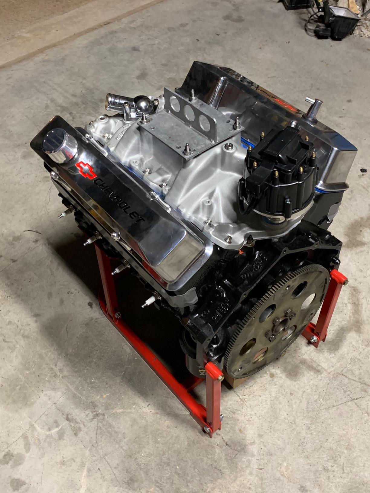 Speedway Motors SBC Engine Storage Stand, Folding Steel Design Fits 1958-Up SBC 283-400 and BBC Engines, Heavy-Duty Red Painted Construction for Easy Mounting customer photo 1