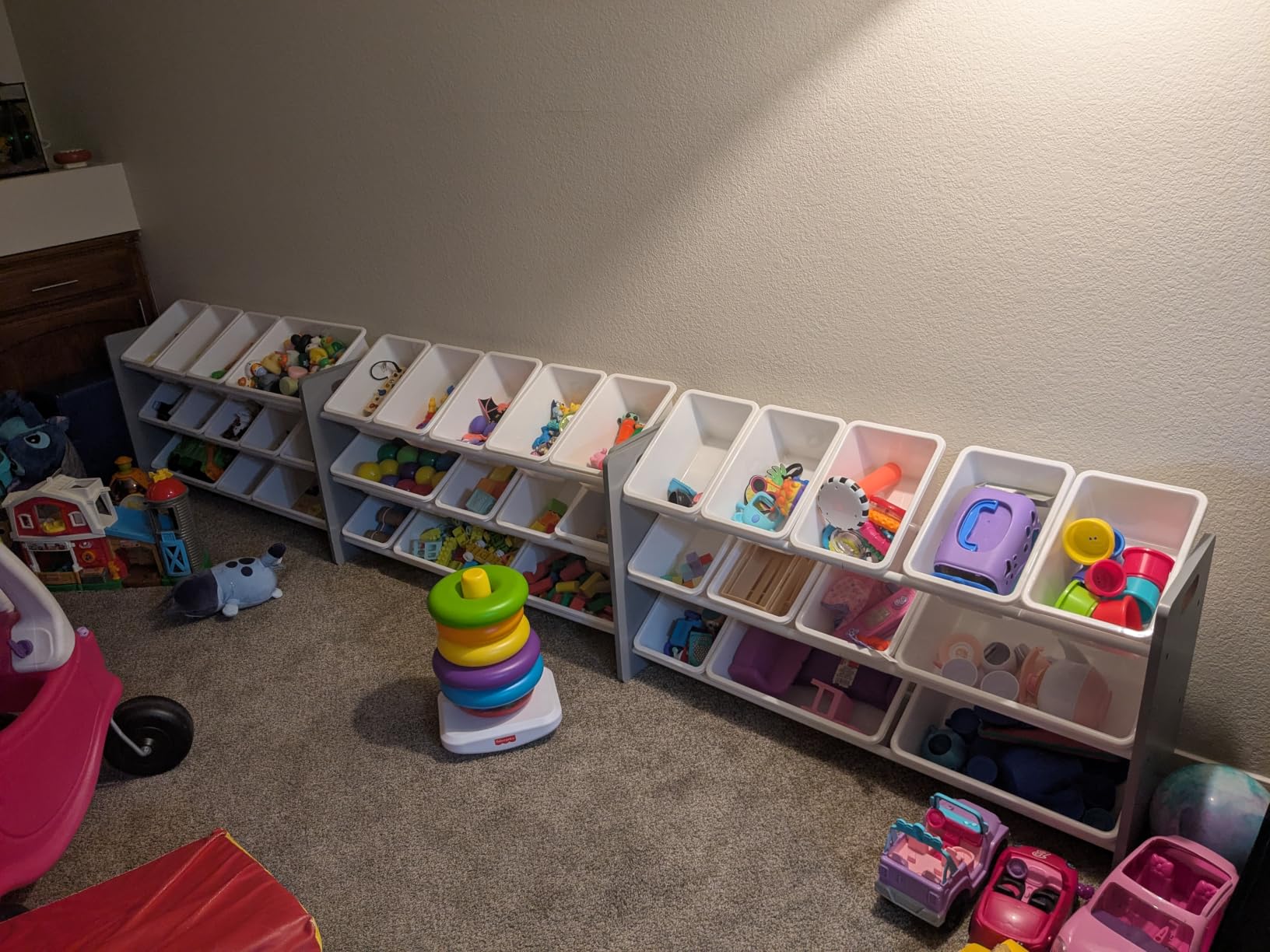 Humble Crew Kids Toy Organizer with 12 Bins, 4 Tier Storage for Playroom | Sturdy wood and steel toddler shelf, removable BPA-free containers, wall anchor anti-tip safety kit for bedroom or classroom customer photo 2