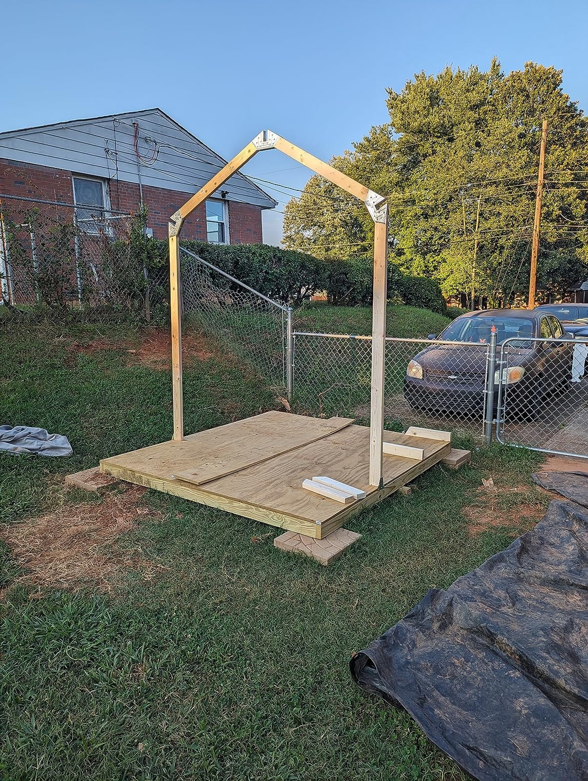 EZBUILDER 7 x 8 Foot Peak Roof Storage Shed Garage Barn DIY EZ Framing Kit with 24 Galvanized Steel Angles and 12 Base Plates (No Wood Included) customer photo 2