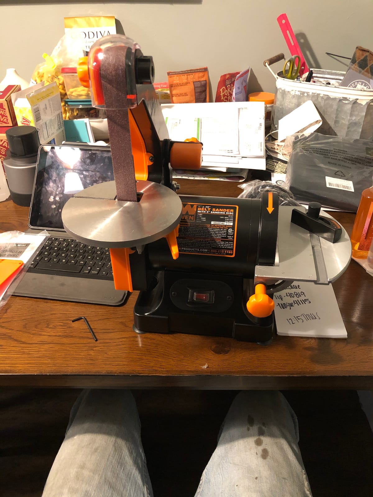 WEN Benchtop Belt and Disc Sander with 1 x 30 in. Belt and 5 in. Sanding Disc (6515T) customer photo 1