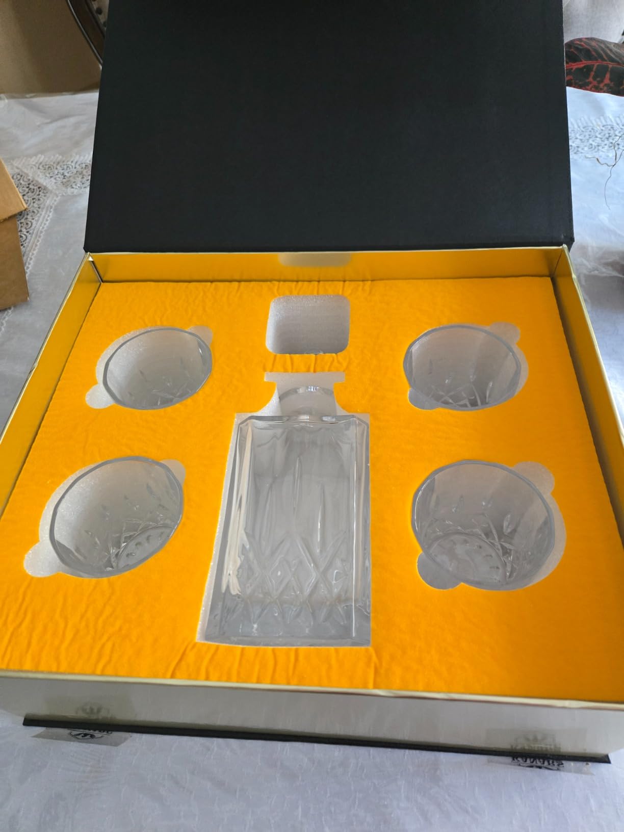 KANARS Whiskey Decanter And Glasses Set in Unique Gift Box - Original Crystal Liquor Decanter Set For Bourbon, Scotch, Vodka, Rum or Whisky, 5-Piece, Gifts for Men Dad customer photo 2