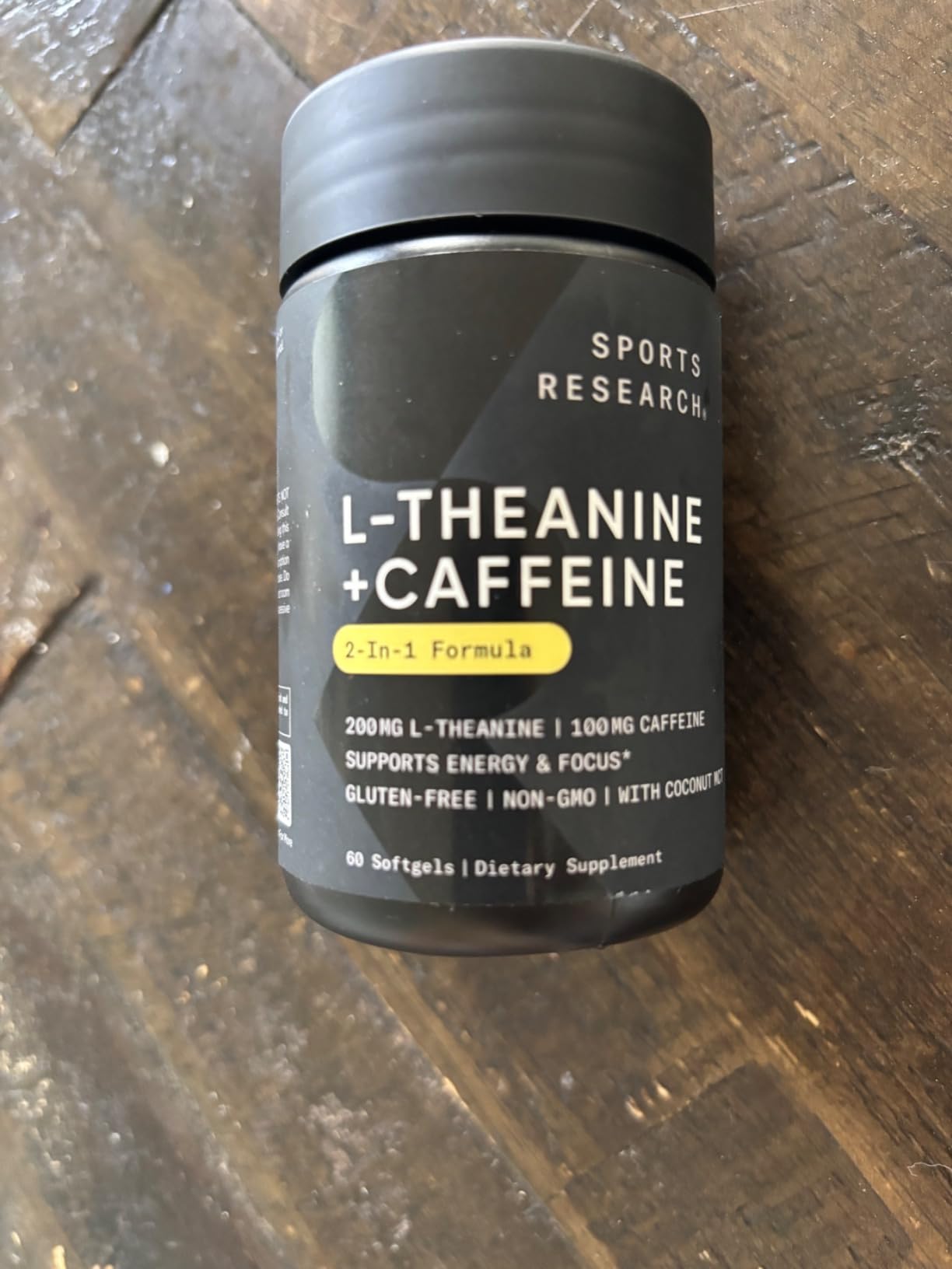 Sports Research L-Theanine + Caffeine Nootropic Supplement - 60 Softgels | Double Strength L-Theanine 200mg & Organic Caffeine 100mg w/Coconut MCT Oil for Focused Energy - 60 Servings customer photo 1