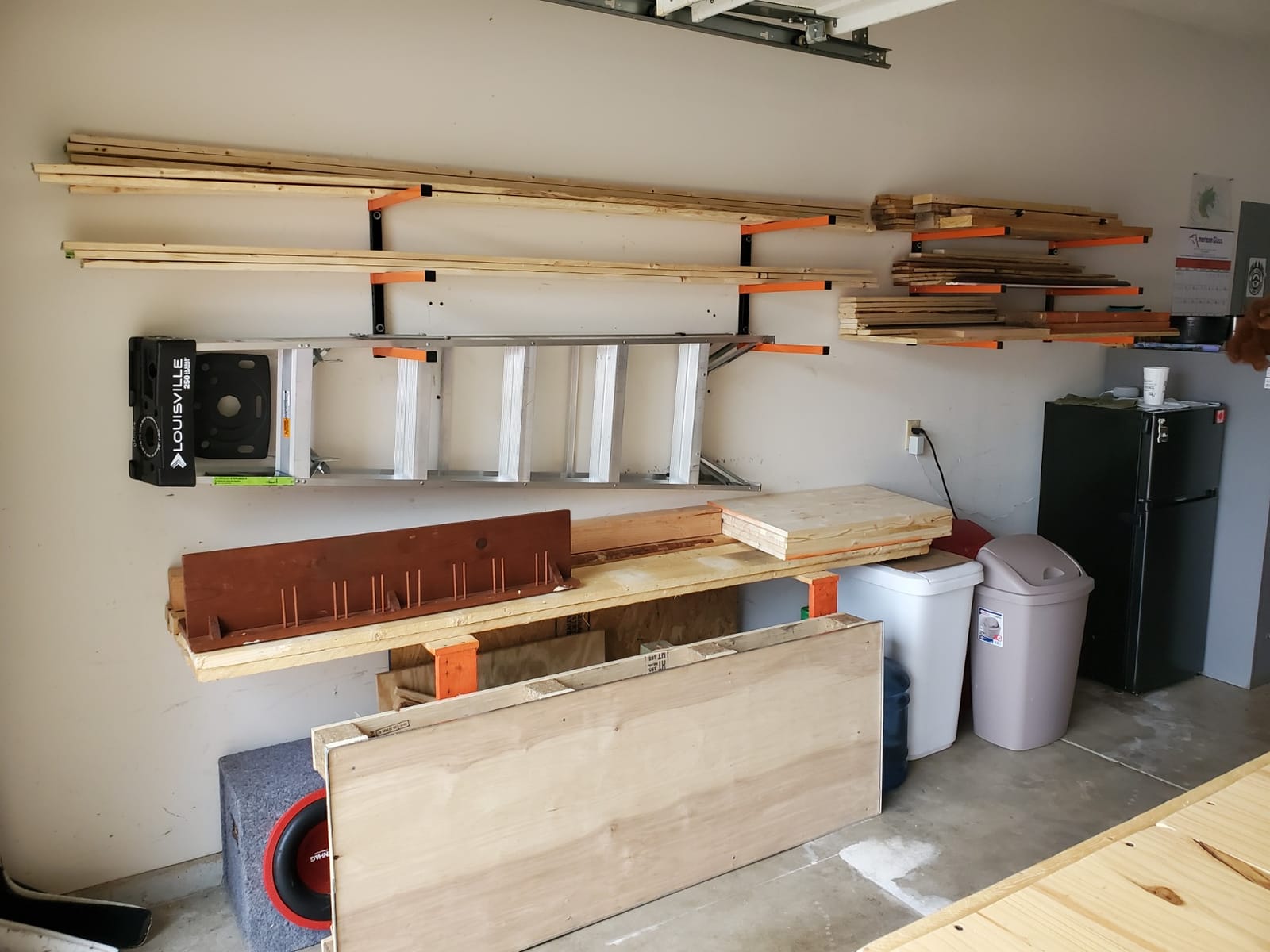 Homydom Heavy Duty Wall Mounted Lumber Storage Rack, 3-Level, 4 Pack Metal Garage Shelving System for Wood, Pipes & Skis, 300 Lbs Capacity Organizer Bracket customer photo 2