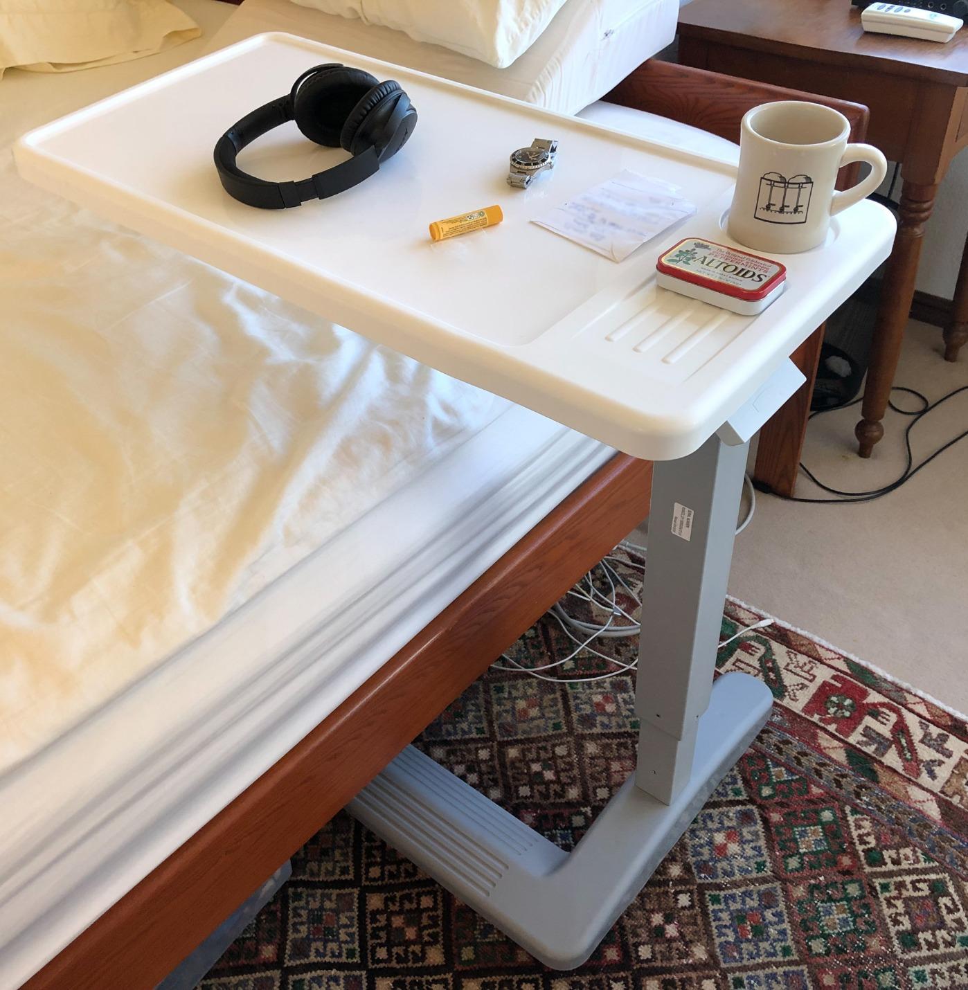 Vaunn FSA/HSA Eligible, Medical Adjustable Overbed Exam Bedside Table with Wheels (Hospital and Home Use), New Tabletop, Light Gray customer photo 1