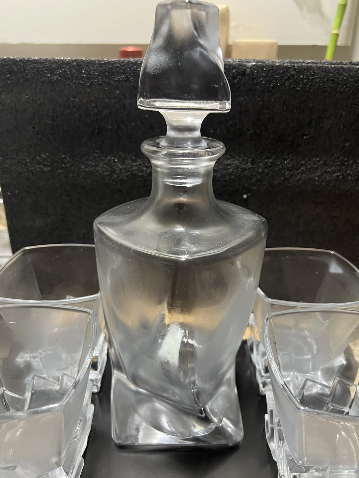 Ridge Japanese Crystal Whisky Decanter Set with 4 Tumbler Glasses, Lead-Free Liquor Carafe & 10oz Rocks Glasses - Scotch Bourbon, Spirits & Wood Base Elegant Barware Gift for Men customer photo 1