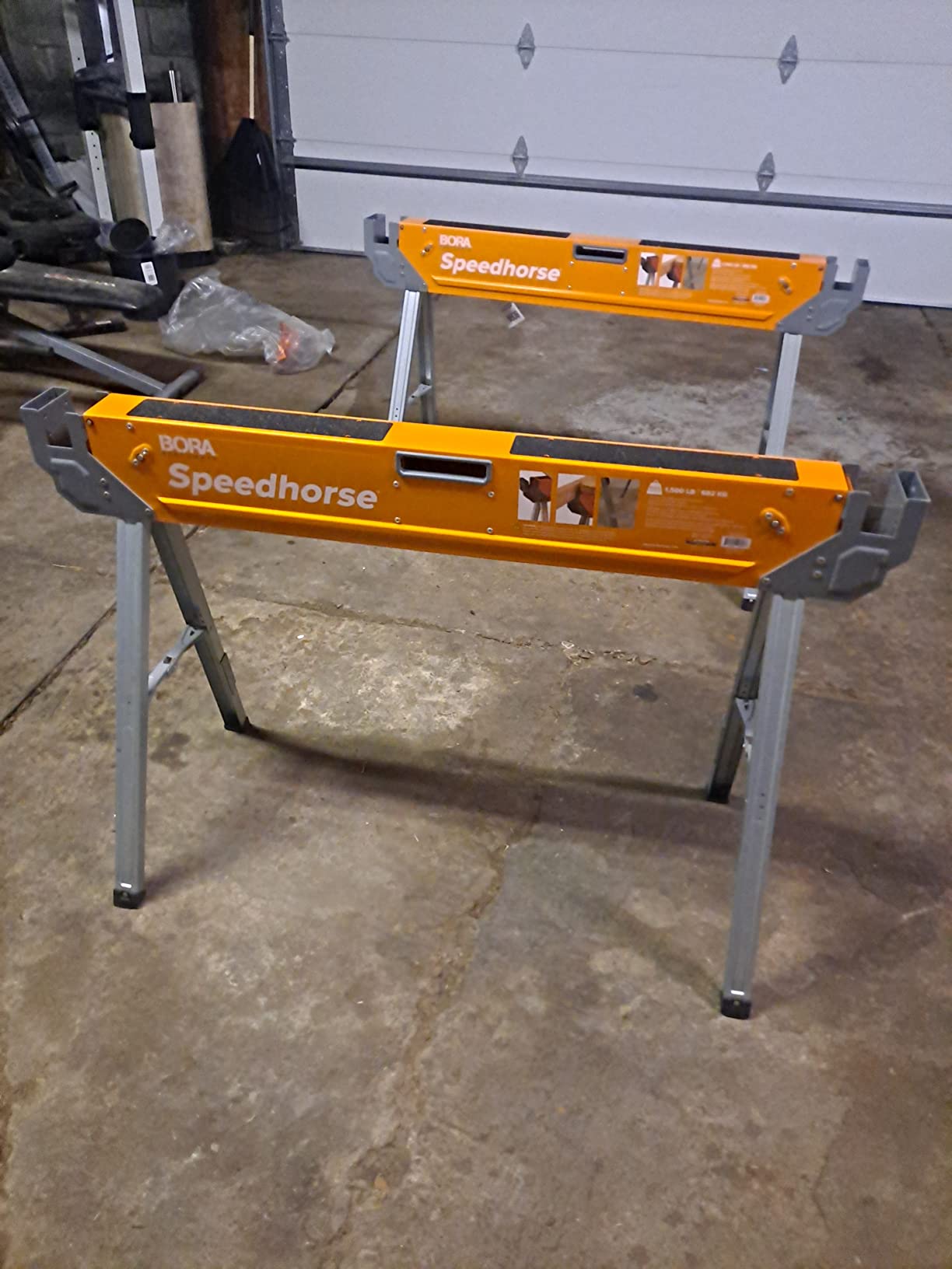 Bora Speedhorse Saw horses 2 Pack, Heavy Duty Folding Saw Horses 2 Pack Metal Top for 2x4, Heavy Duty Pro Saw Horse for Woodworking, Carpenters, Contractors, PM-4500T customer photo 2