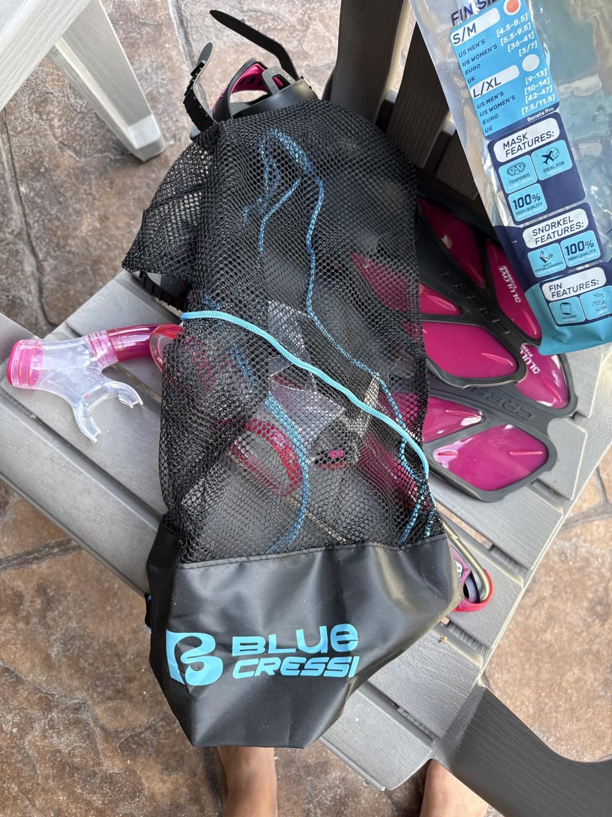 Cressi Adult Snorkel Set (Mask, Dry Snorkel, Adjustable Fins) - Light for Travel - Ocean Set: Designed in Italy customer photo 2