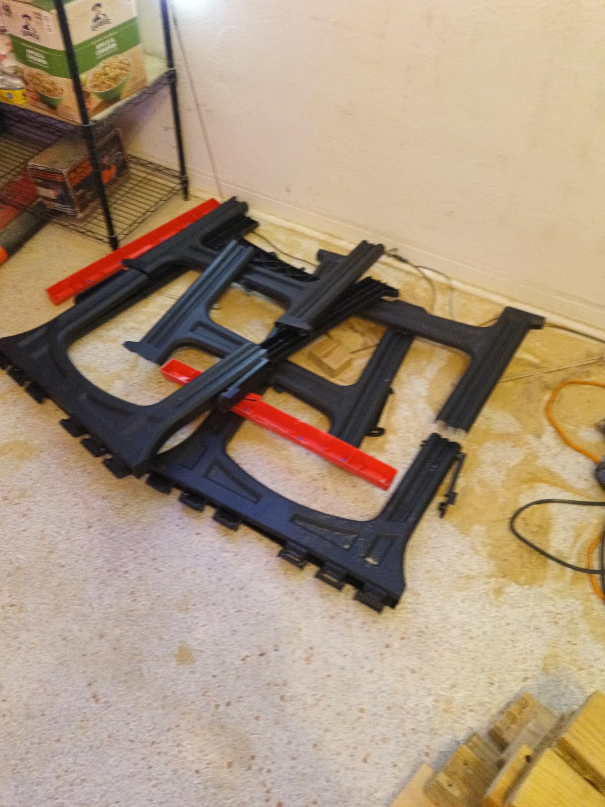Ironton Foldable Plastic Sawhorses, 700-Lb. Total Capacity, 1 Pair | Compact folded storage, Cutting and temporary work surfaces, Quick setup, Easy transport, Shop and jobsite use customer photo 1
