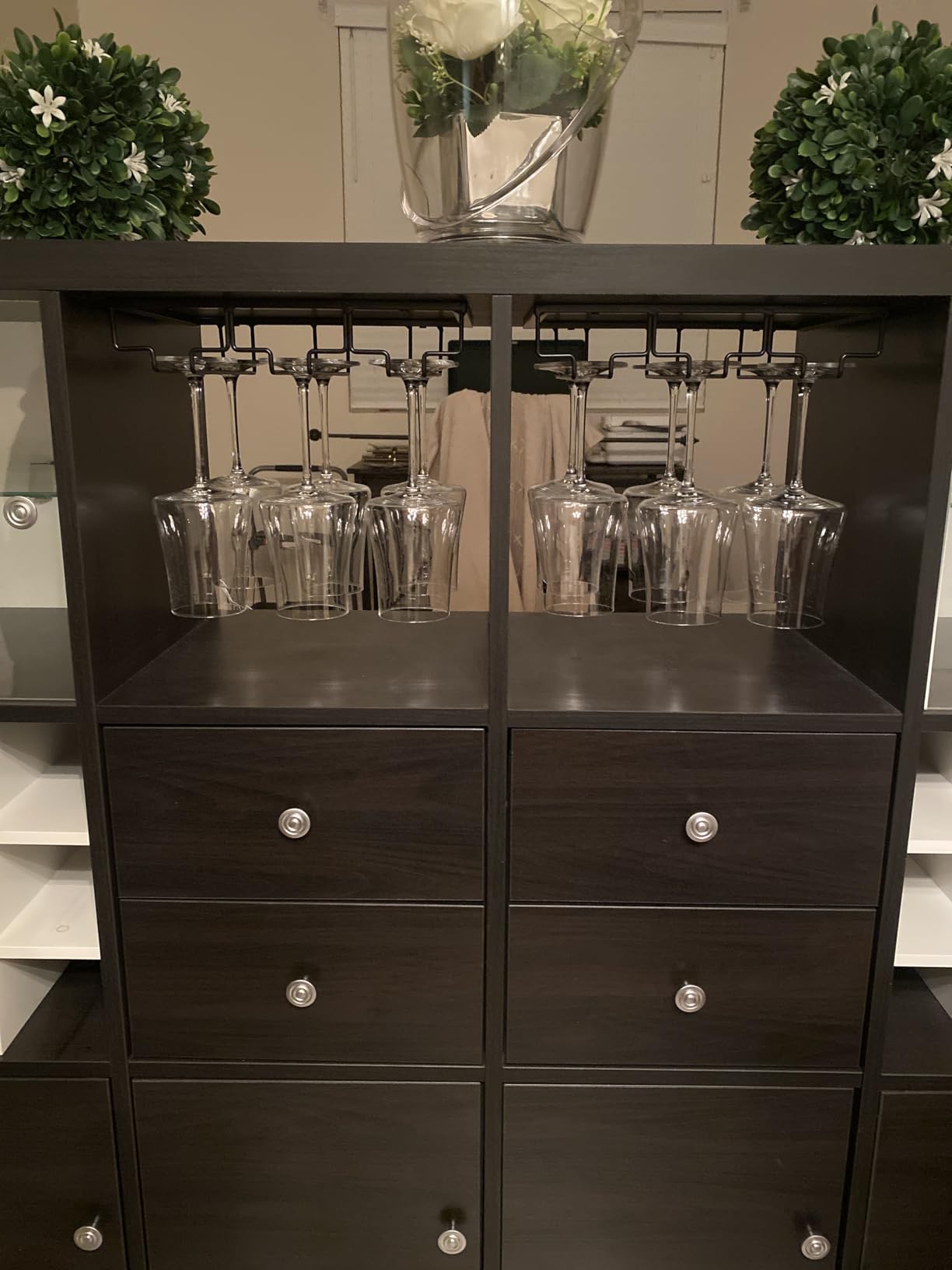 MOCOUM Wine Glasses Rack Under Cabinet Stemware Rack, Wine Glass Hanger Rack Wire Wine Glass Holder Storage Hanger for Cabinet Kitchen Bar (4 Rows) customer photo 2