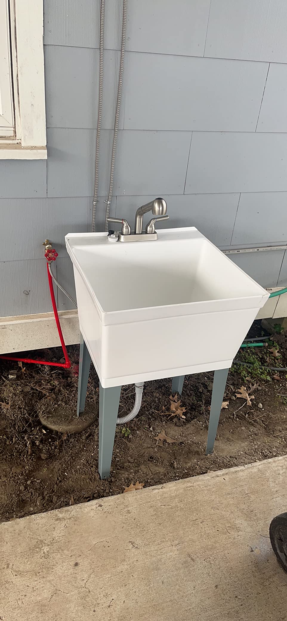Utility Sink Laundry Tub With Pull Out Faucet, Sprayer Spout, Heavy Duty Slop Sinks For Washing Room, Basement, Garage or Shop, Large Free Standing Wash Station Tubs and (Stainless Steel) customer photo 1