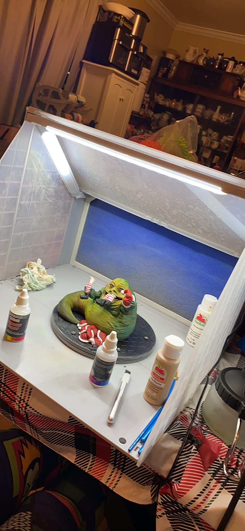VIVOHOME Portable Airbrush Paint Spray Booth Kit with LED Lights Turn Table and Filter Hose for Model Cake Craft Nail Toy Part customer photo 1