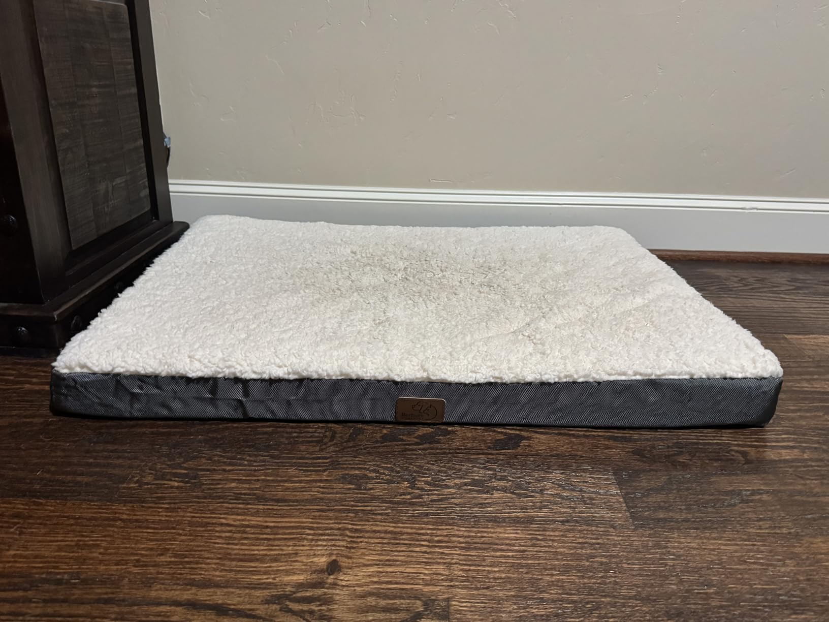 Bedsure XL Dog Bed, Extra Large Pet Bed with Comfy Sherpa, 44x32in Grey | Orthopedic Egg Crate Foam, Comfort Support Flat Rectangle Pet Mat, Non-Slip Bottom, Removable Cover, For Extra Pet Up to 80 lbs customer photo 1