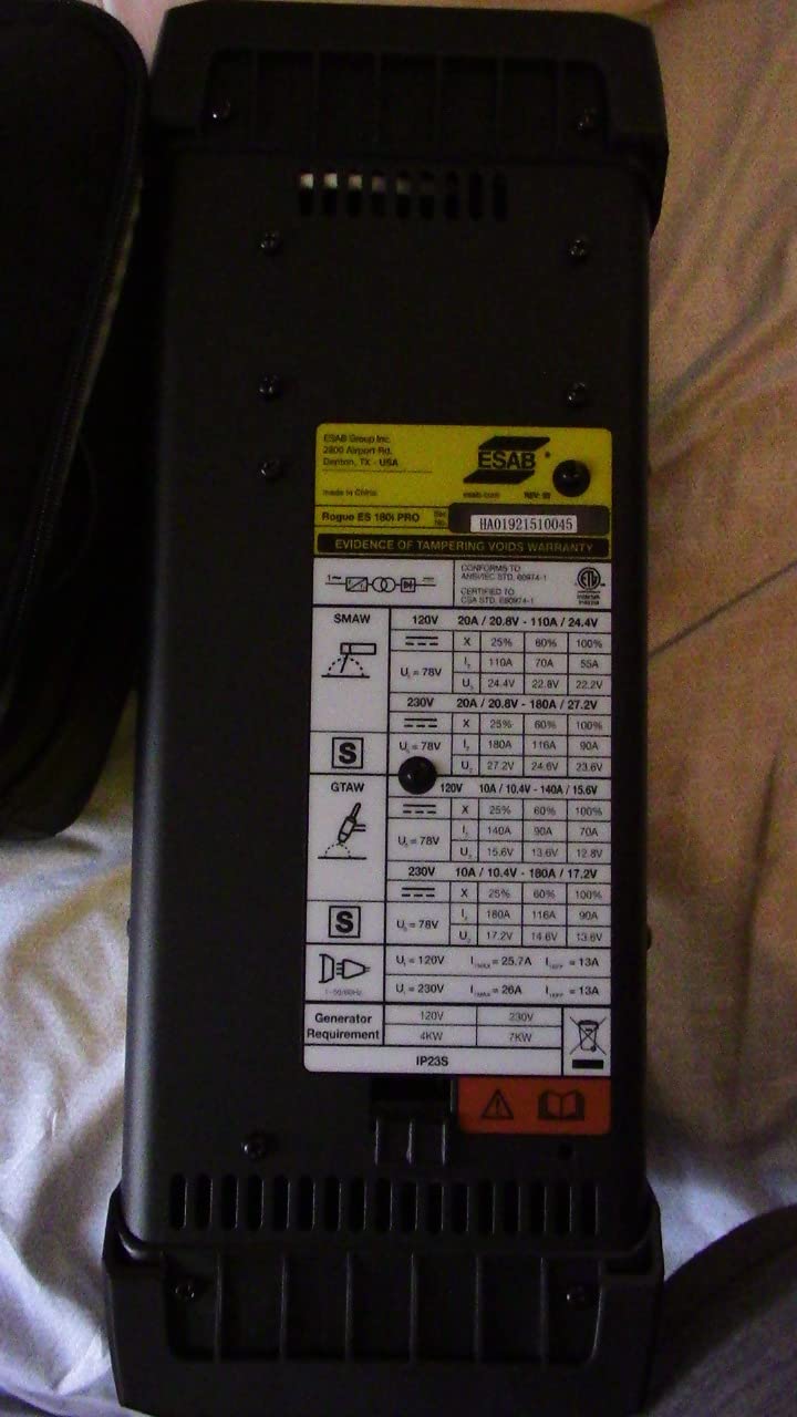 ESAB MiniArc Rogue ES 180i Stick Welding System, Dual Voltage Input, Adjustable Hot Start/Arc Force, Stick 6010 Mode, Power Factor Control, Electrodes up to 5/32