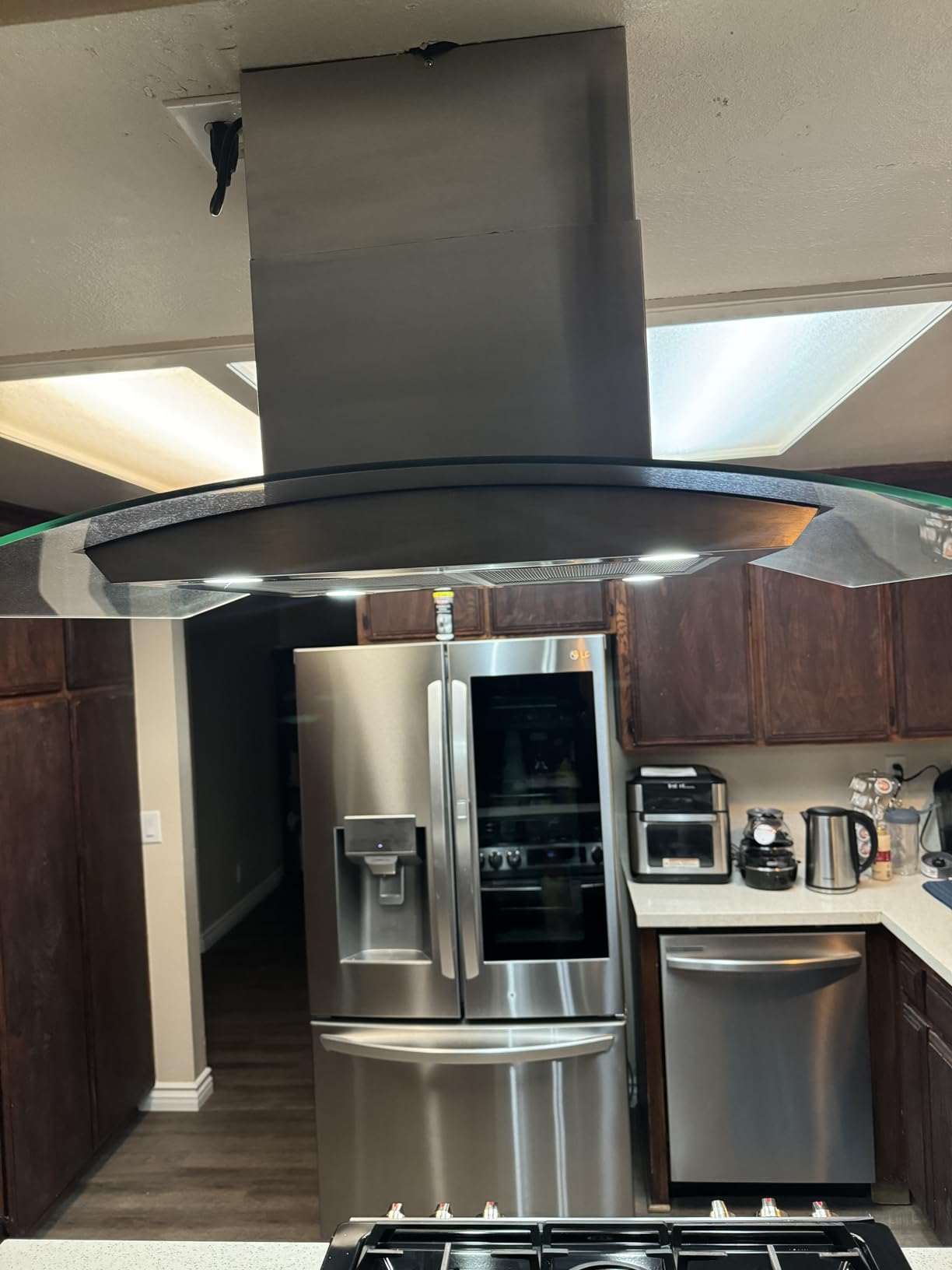 Tieasy Island Range Hood 36 inch 700 CFM Ceiling Mount Kitchen Stove Hood Ducted with Tempered Glass 4 LED Lights Touch Control 3 Speed Fan Permanent Filters customer photo 2