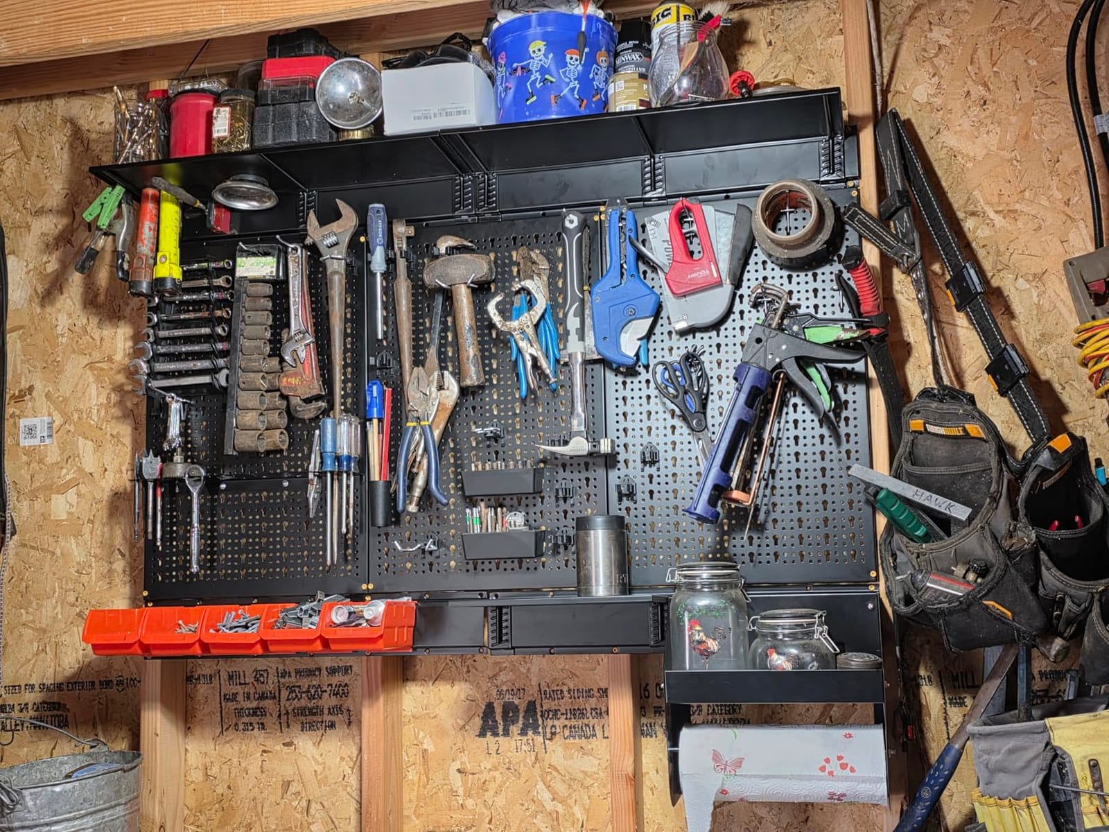 TORACK Pegboard Wall Organizer 4 ft. Garage Metal Pegboard Tool Organizer System, Tools Storage Peg Board Kit with Hooks and Accessories, Wall Mounted Storage Bins, Overhead Shelves customer photo 1