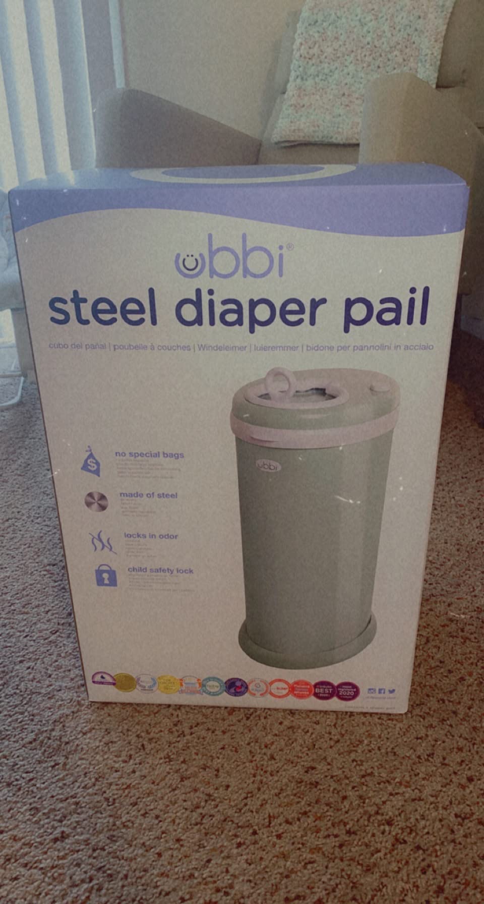 Steel Diaper Pail, Odor Locking, No Special Bag Required, Award-Winning, Registry Must-Have, Sage Green customer photo 1