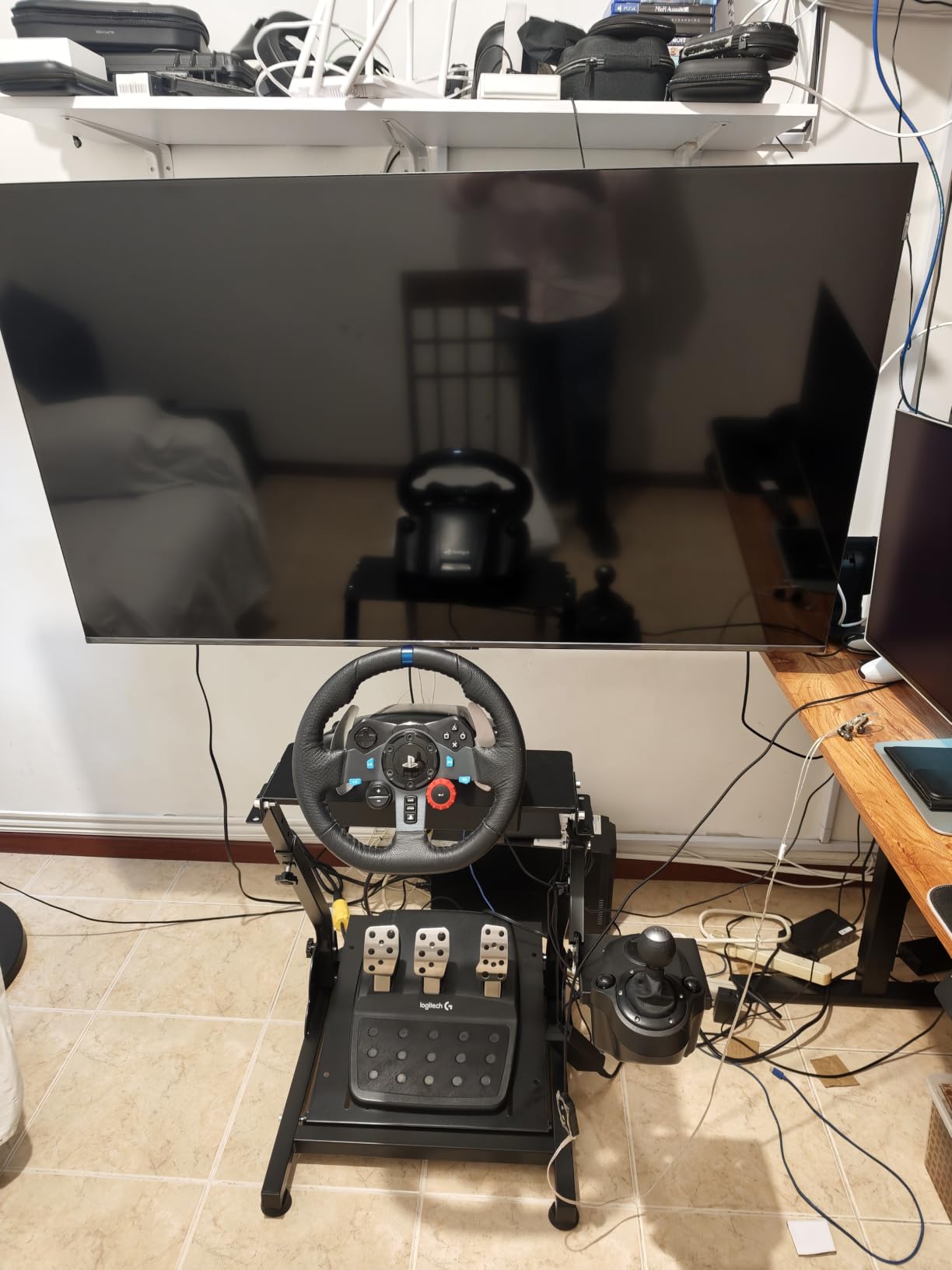 Racing Wheel Stand, Height Adjustable & Foldable Steering Wheel Stand Compatible with Logitech G25,G27,G29,G920 Gaming Cockpit customer photo 2