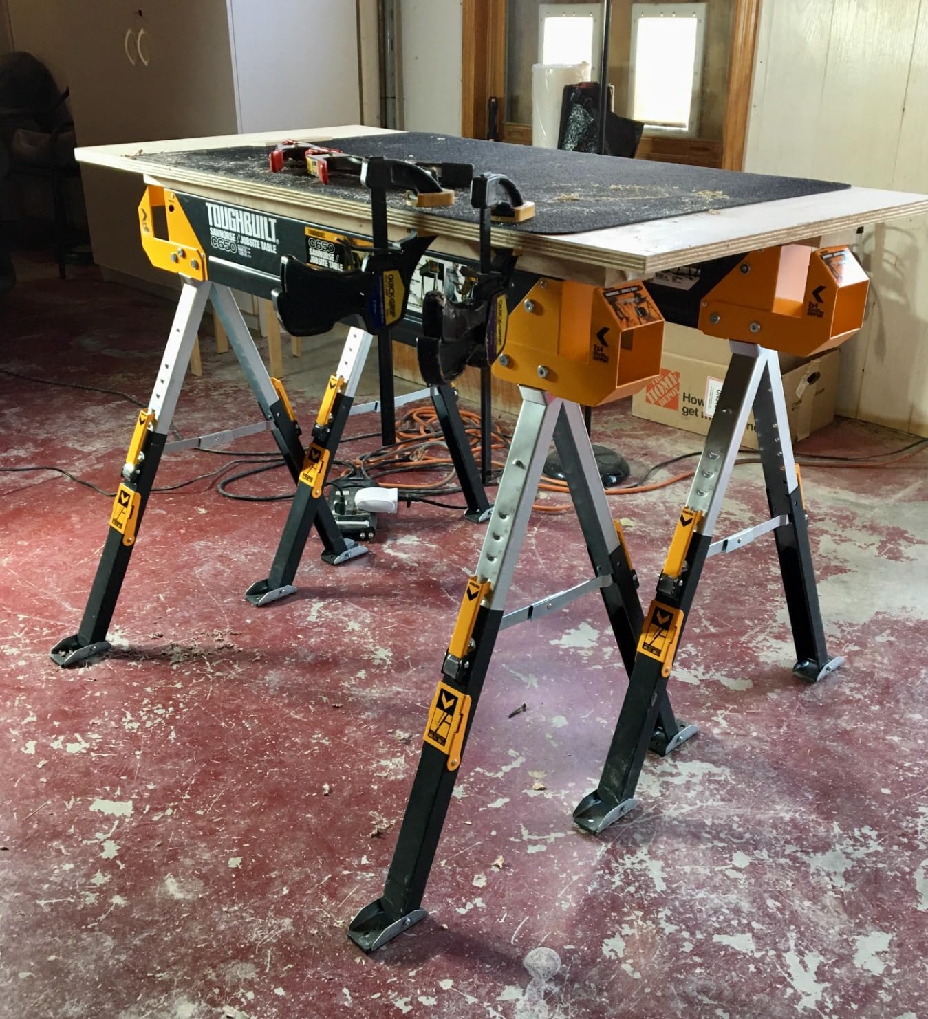 ToughBuilt - Folding Sawhorse & Jobsite Table, 2-Pack, TB-C650-2 | 2 Pack, Heavy-Duty Steel Frame, Adjustable 2x4 Support Arms, Folding Design, Portable Workstation, Contractor Grade customer photo 1