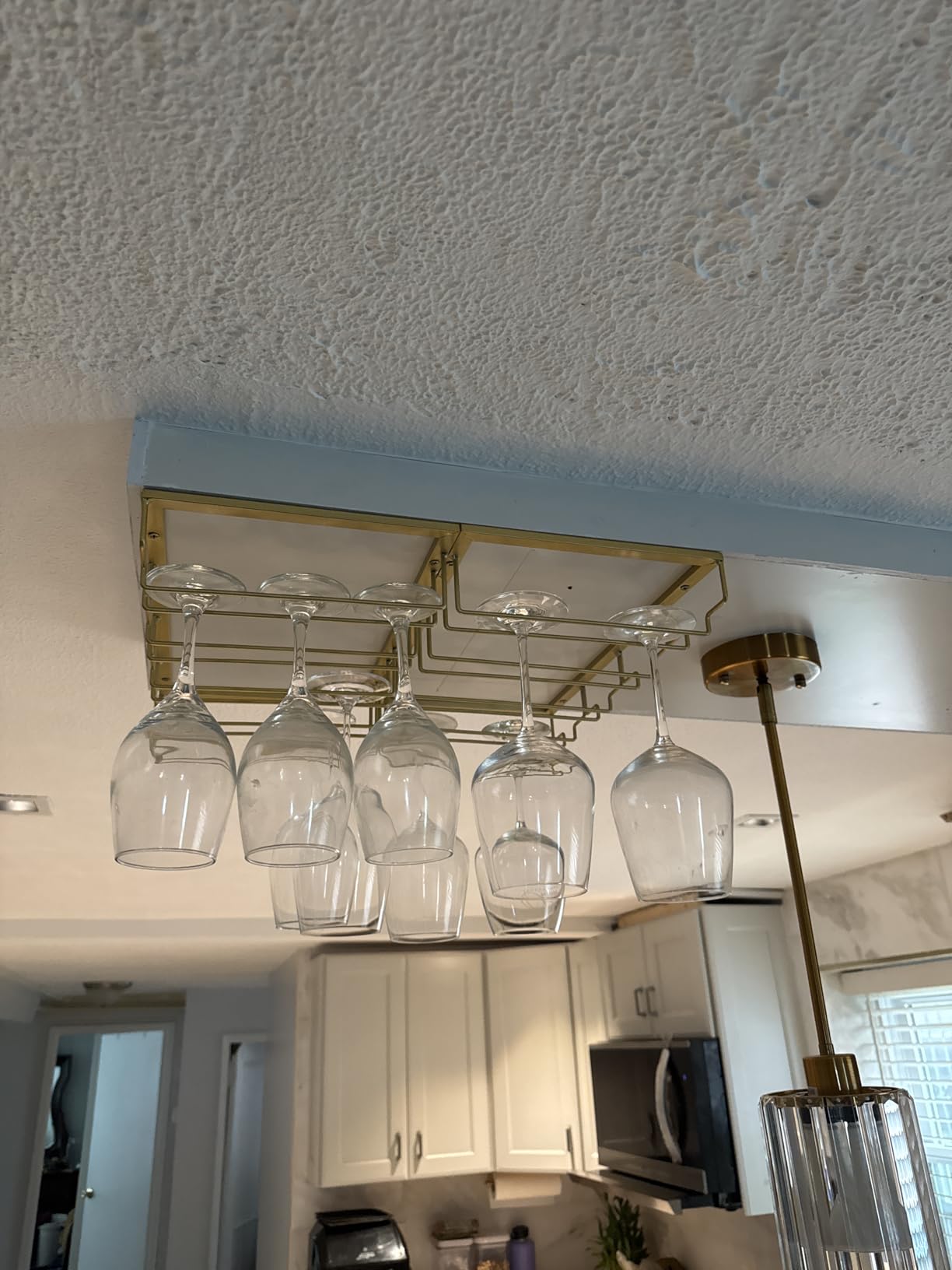 Nuovoware Wine Glass Rack, 3 Rows, Gold | Under Cabinet Stemware, Wine Glass Hanger Rack Holder, for Bar Kitchen Cabinet customer photo 2