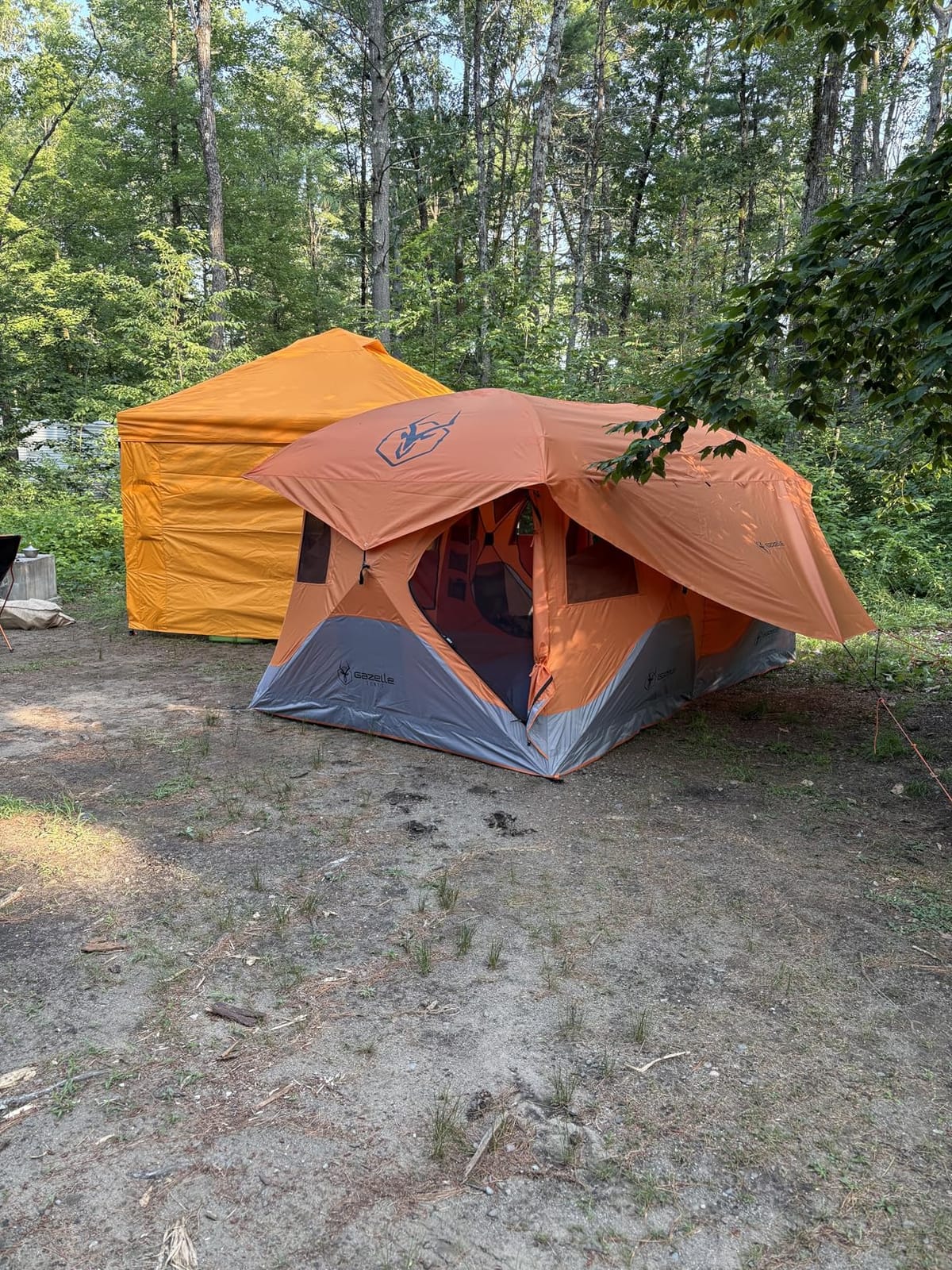 Gazelle Tents™, T8 Hub Tent, Easy 90 Second Set-Up, Waterproof, UV Resistant, Removable Floor, Ample Storage Options, 8-Person, Sunset Orange, 78