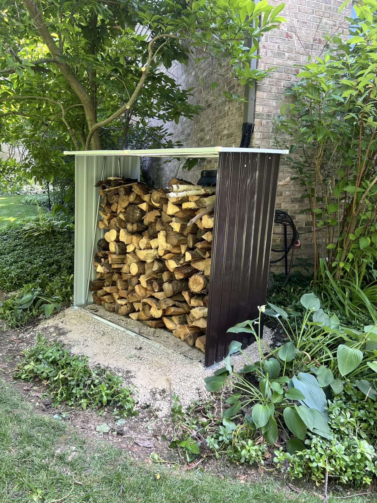 vidaXL Log Storage Shed, Log Holder with Roof, Log Storage Shed, Firewood Rack for Backyard Garden Patio Porch, Green Galvanized Steel 64.2