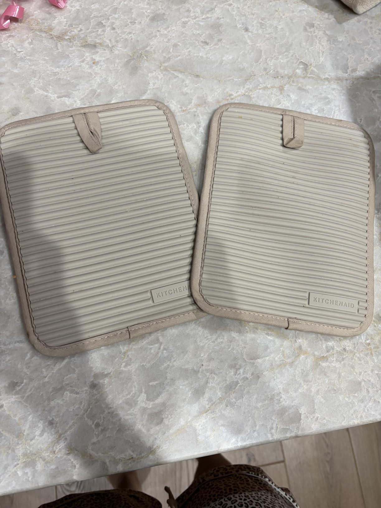KITCHENAID Ribbed Soft Silicone Pot Holder 2-Pack Set, Matte Black, 7