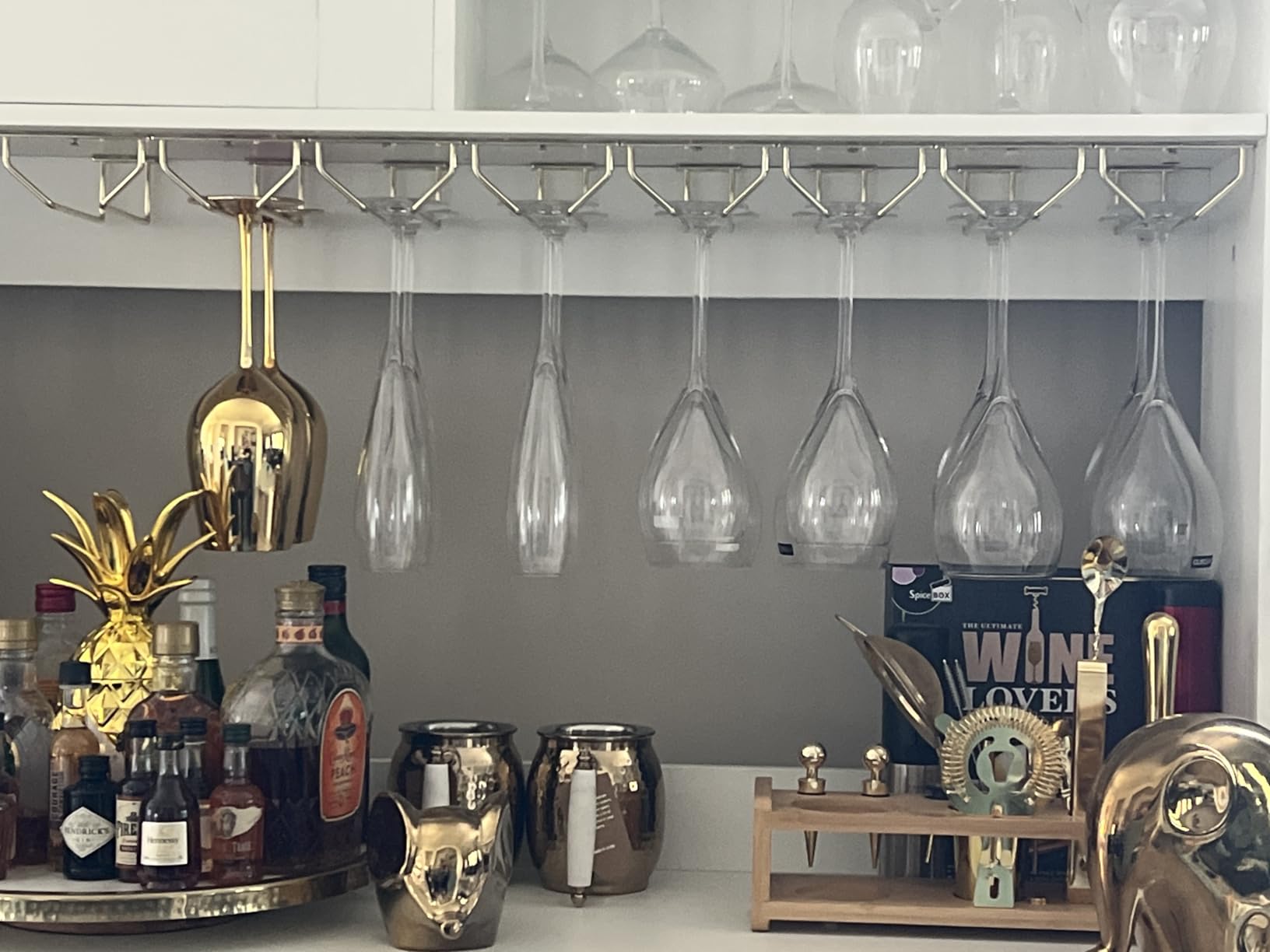 10.8 Inch Black Wine Glass Rack, Under Cabinet Wine Glass Holder, Metal Stemware Rack Hanger for Kitchen Storage (2 Pack) customer photo 1