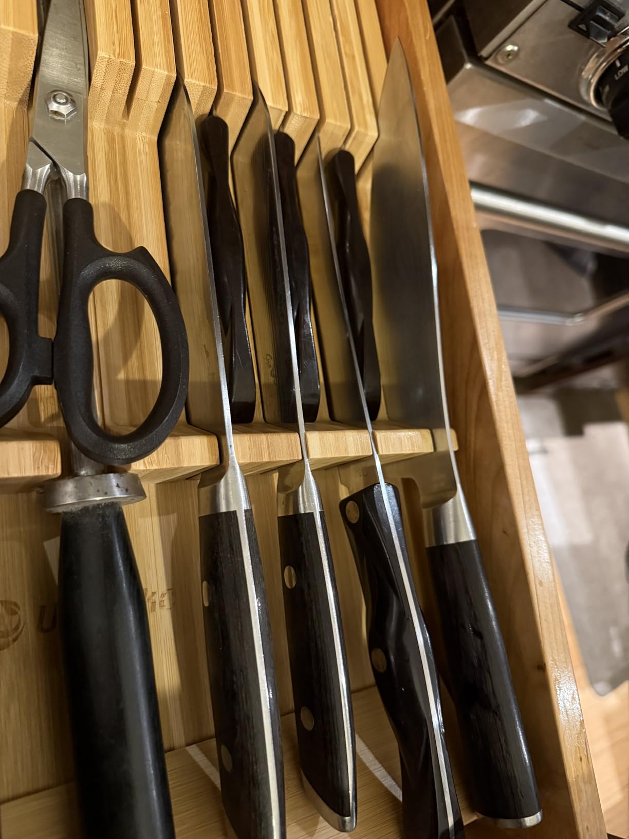 Utoplike In-Drawer Knife Block Bamboo Drawer Organizer, 12 Knives Holder | Steak Knife Holder, Fit 12 Knives, 1 Sharpening Steel (Knives & Sharpening Steel Not Included), Kitchen Drawer Organization customer photo 2