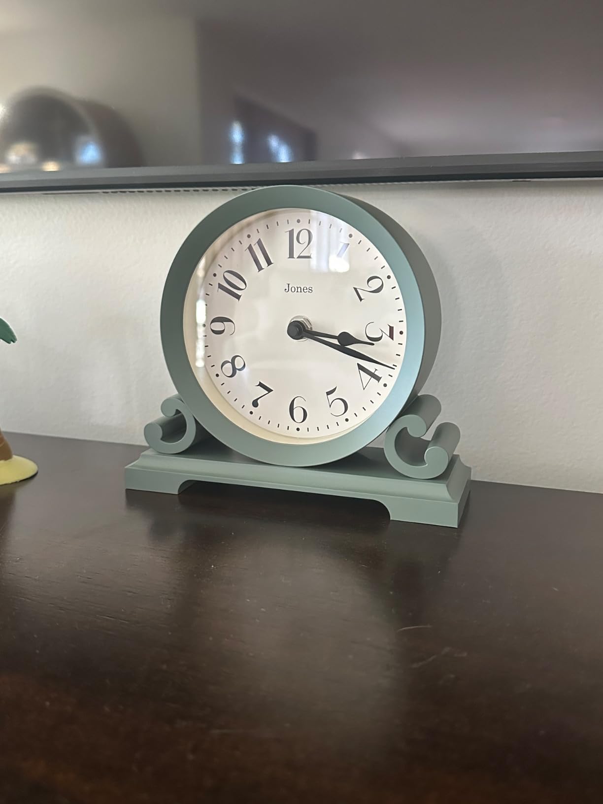 JONES CLOCKS Saloon Mantel Clock | Small Traditional Double Scroll Design | Green | Contemporary Classic Style for Desk, Table, Shelf or Bedside customer photo 2