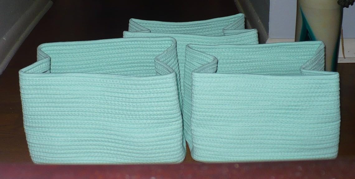 OrganiHaus Cotton Rope Baskets for Shelves, Set of 3, 15x9x10 | Handwoven; a toy bin and organizer for towels, books, or blankets; fits nursery, playroom, or bedroom decor customer photo 1