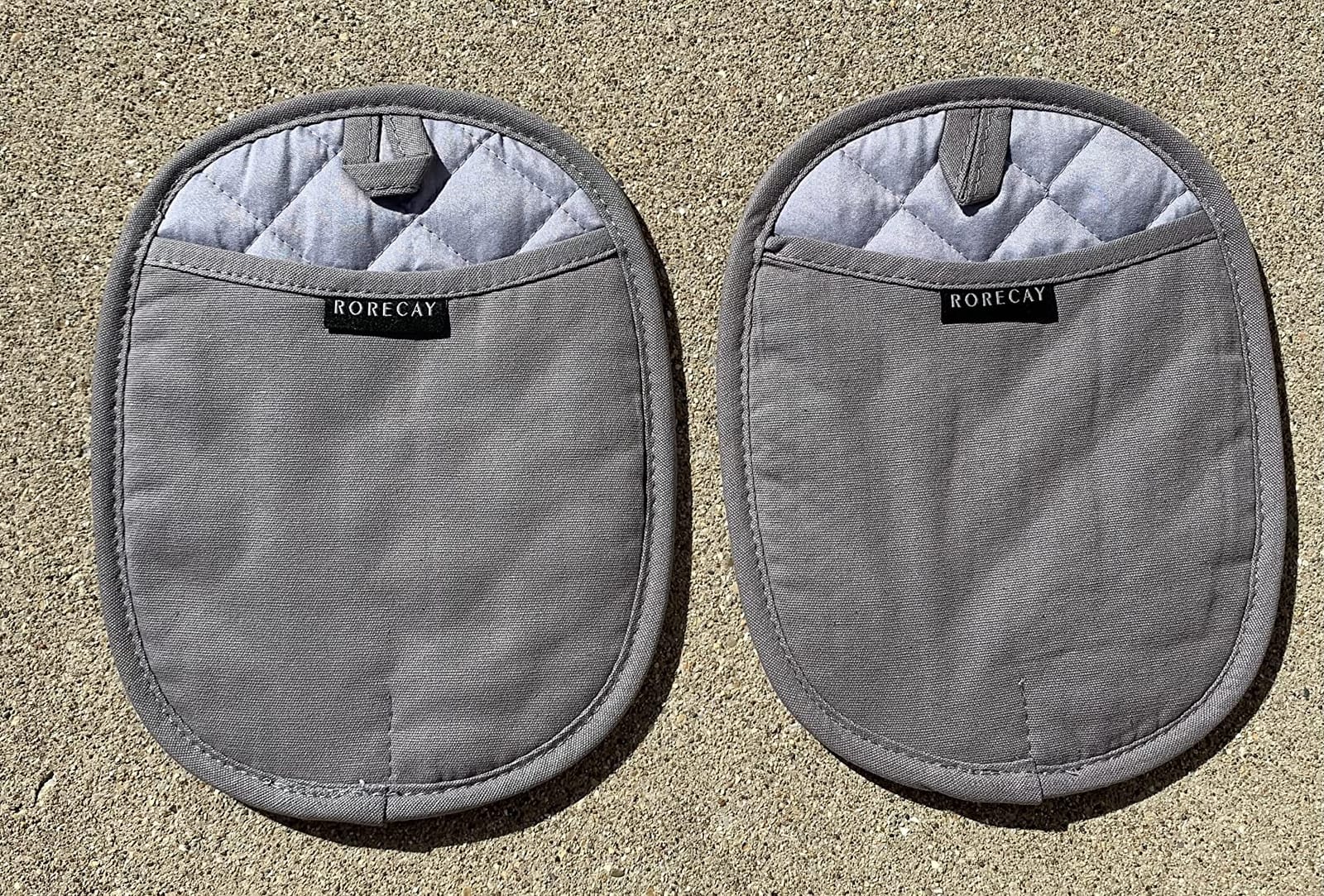 RORECAY 2-Pack Silicone Pot Holders for Kitchen, Hot Pads with Pocket, Gray | Heat Resistant up to 500F, Quilted Cotton Potholders, Non-Slip & Waterproof Trivets for Hot Pots, Pans, and Countertops customer photo 2
