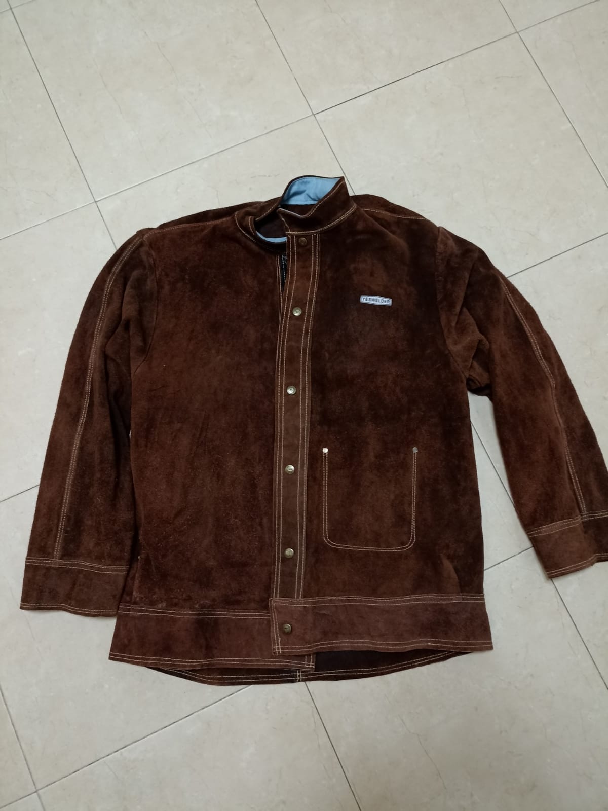 YESWELDER Leather Welding Jacket | Heavy Duty Heat Flame Resistant for Men Women welder jacket Welding Coat customer photo 1