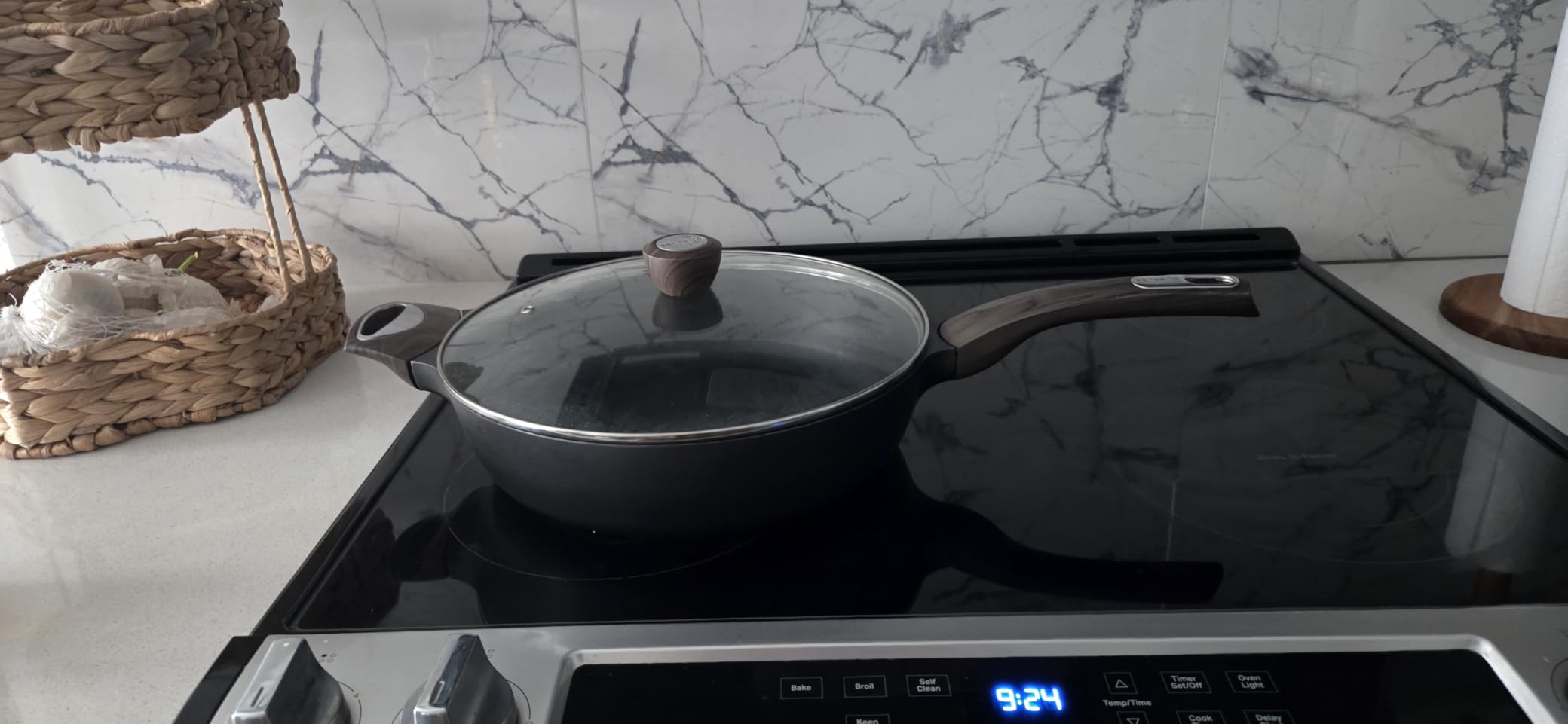 SENSARTE Nonstick Frying Pan Skillet with Lid, 12 Inch Large Deep Frying Pan, 5 Qt Non Stick Saute Pan with Cover, Induction Pan, Healthy Non Toxic Cooking Pan with Helper Handle, PFOA PFOS Free customer photo 1