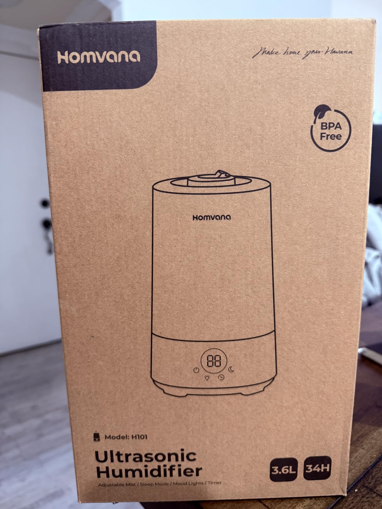Homvana 3.6L Top-Fill Cool Mist Humidifiers for Bedroom, Large Room(Grey) | 23dB Quiet, Easy-to-Clean 2-in-1 Baby Humidifier & Oil Diffuser for Congestion Relief, Last for 4 Night (Grey) customer photo 1
