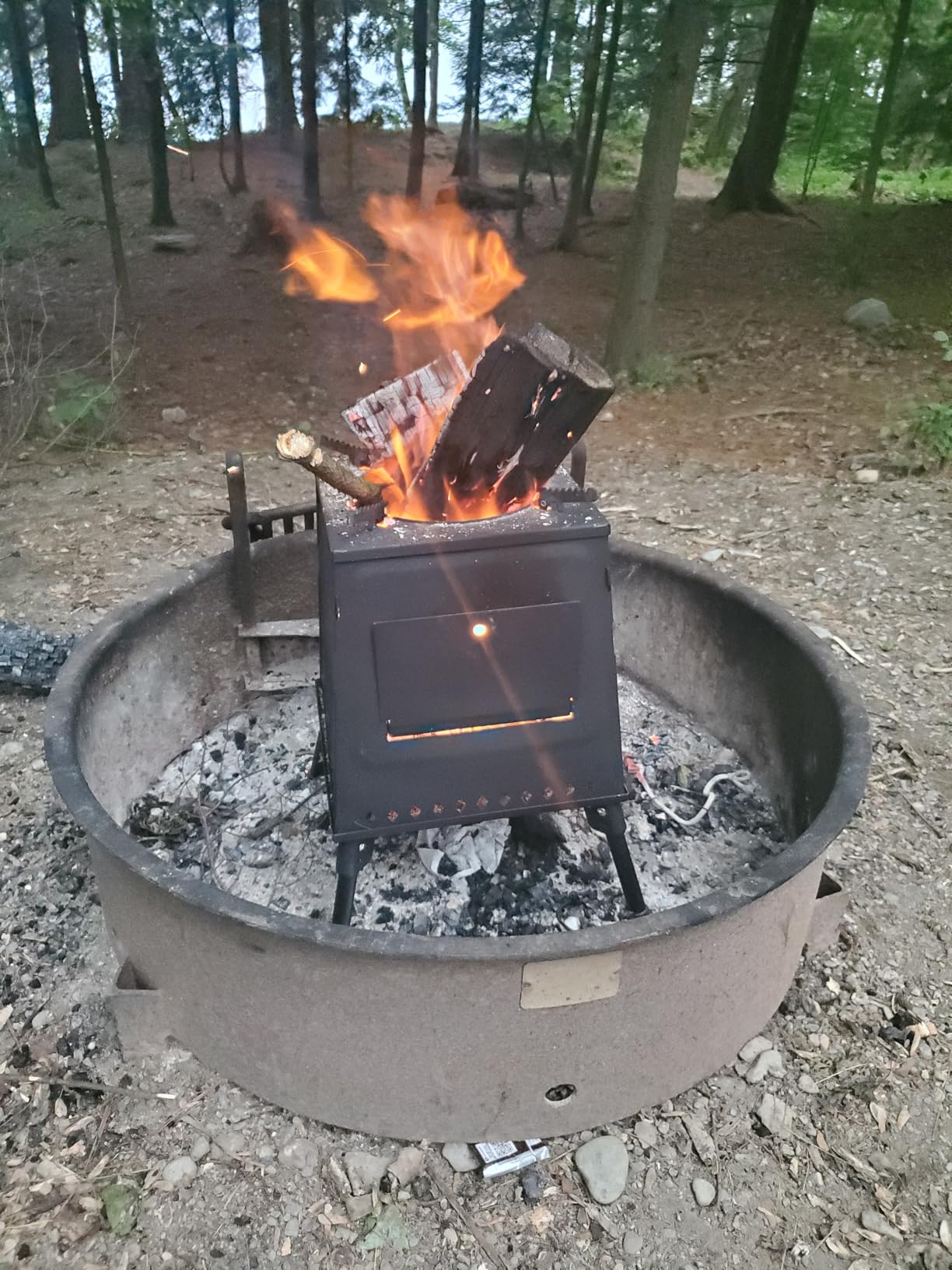 Wood Burning Camp Stove, Portable Cast Iron Camping Wood Stove, Black Woodstove with Carrying Case for Backpacking Outdoor Cooking customer photo 2