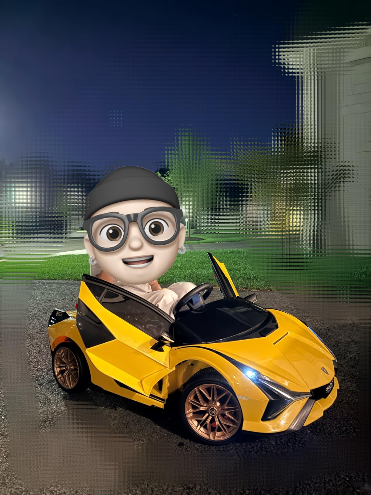 INFANS 12V Licensed Lamborghini Sian Kids Ride On Car with Parent Remote Control, Spring Suspension, MP3 Player, Electric Toy Roadster Carbon Fiber Textured for Toddler (Black) customer photo 1
