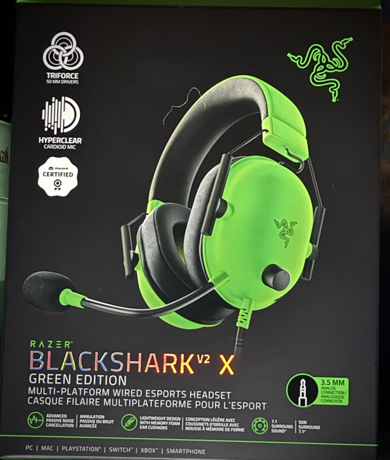 Razer BlackShark V2 X Gaming Headset for PC, 3.5mm Audio Jack, White | 50mm Drivers, Cardioid Mic, Memory Foam Cushion, Lightweight-Comfortable, Noise Isolating Earcups, For Mac, PS4, PS5, Switch customer photo 1