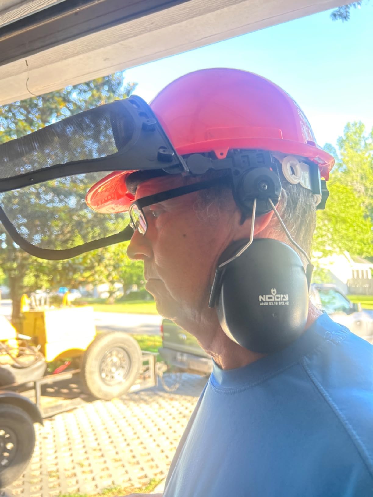 NoCry 6-in-1 Industrial Chainsaw Helmet with Face Shield and Ear Muffs - Mesh & Clear Plastic Visors Included - ANSI Z89.1 Certified - Adjustable Headgear - Ideal for Forestry and Arborist Work customer photo 2