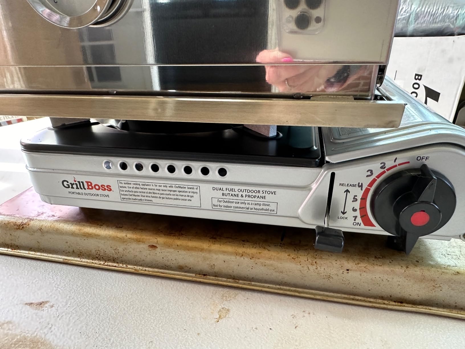 Grill Boss Dual Fuel Camp Stove - 12,000 BTU Butane & Propane Portable Stoves for Camping, Emergencies, BBQ, Hiking & Backpacking - Double Wind Guard, Instant Piezo Ignition System - 90057 customer photo 2