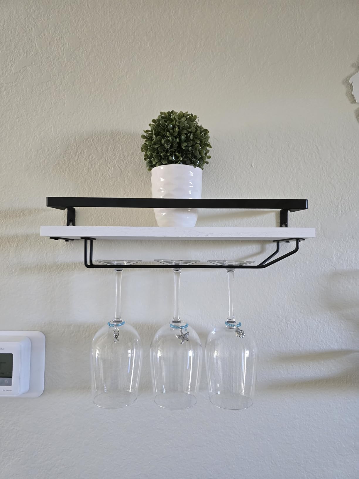 14-Inch Black Wine Glass Rack, Under Cabinet Wine Glass Holder, Stemware Rack, Hanging Stemware Holder, Set of 2 customer photo 1