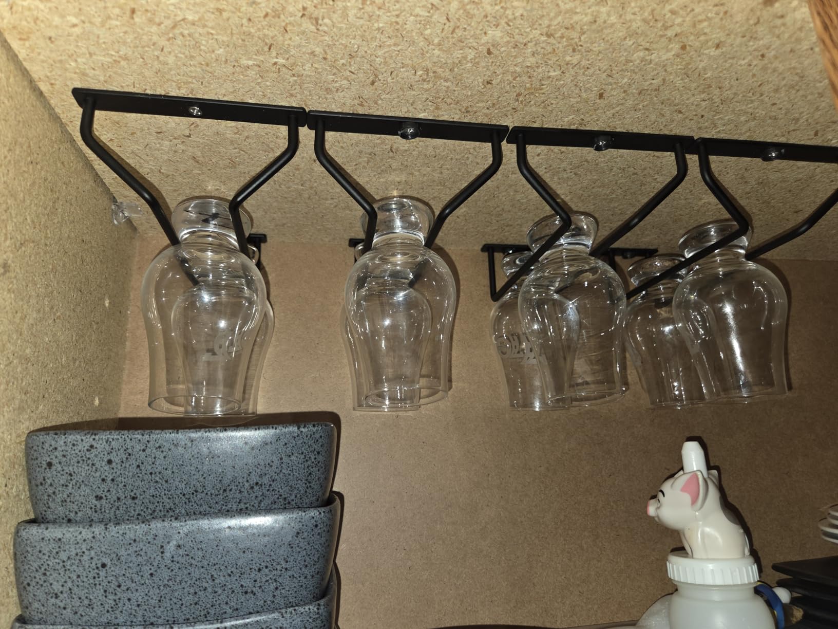14-Inch Black Wine Glass Rack, Under Cabinet Wine Glass Holder, Stemware Rack, Hanging Stemware Holder, Set of 2 customer photo 2