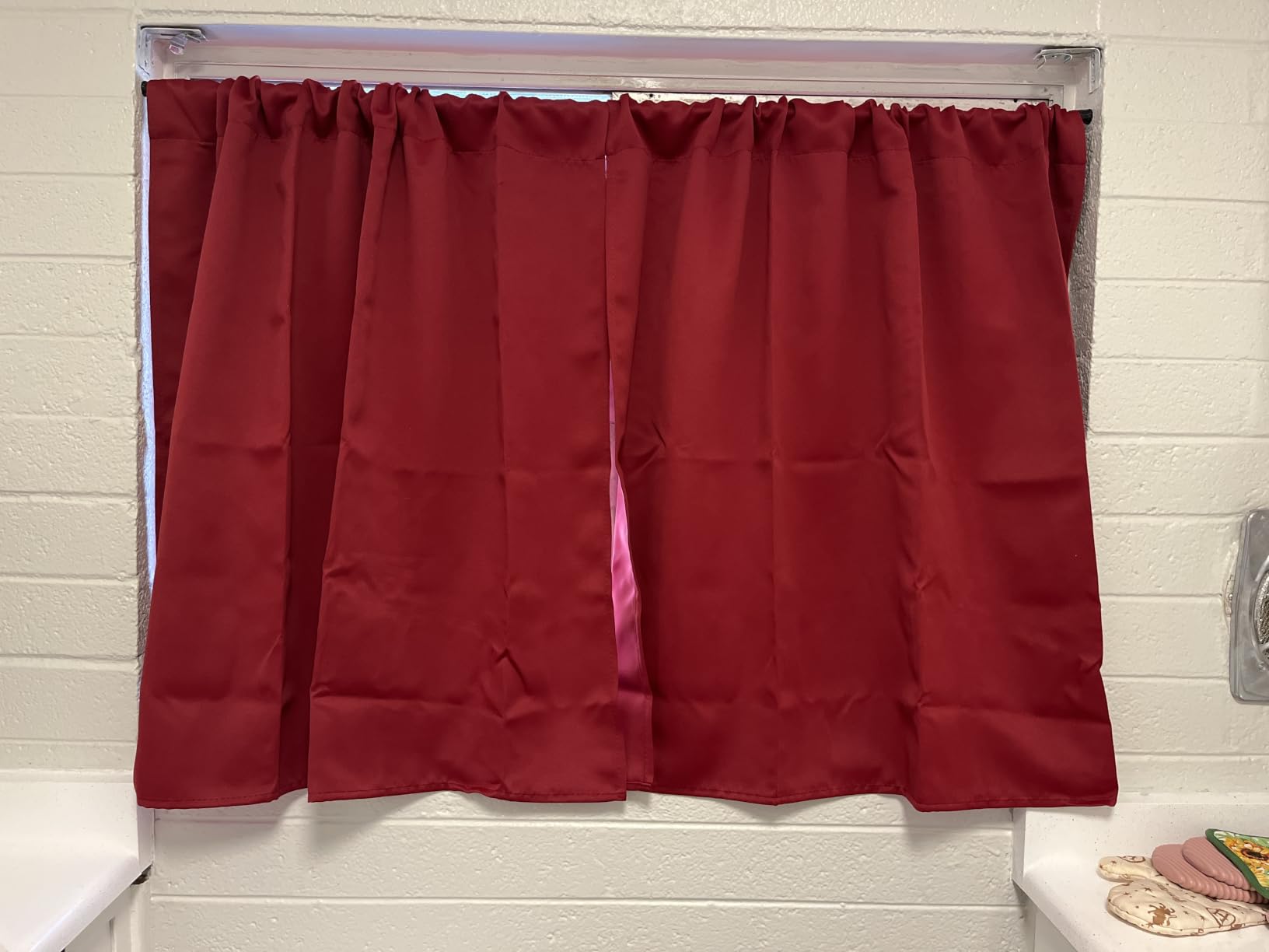 NICETOWN Short Kitchen Window Blackout Curtains Over Sink 36 inch 2 Panels | Black Out RV Bunk Drapes for Camper, Thermal Insulating Cafe Half Curtains for Small Window, Rod Pocket, Room Darkening customer photo 2