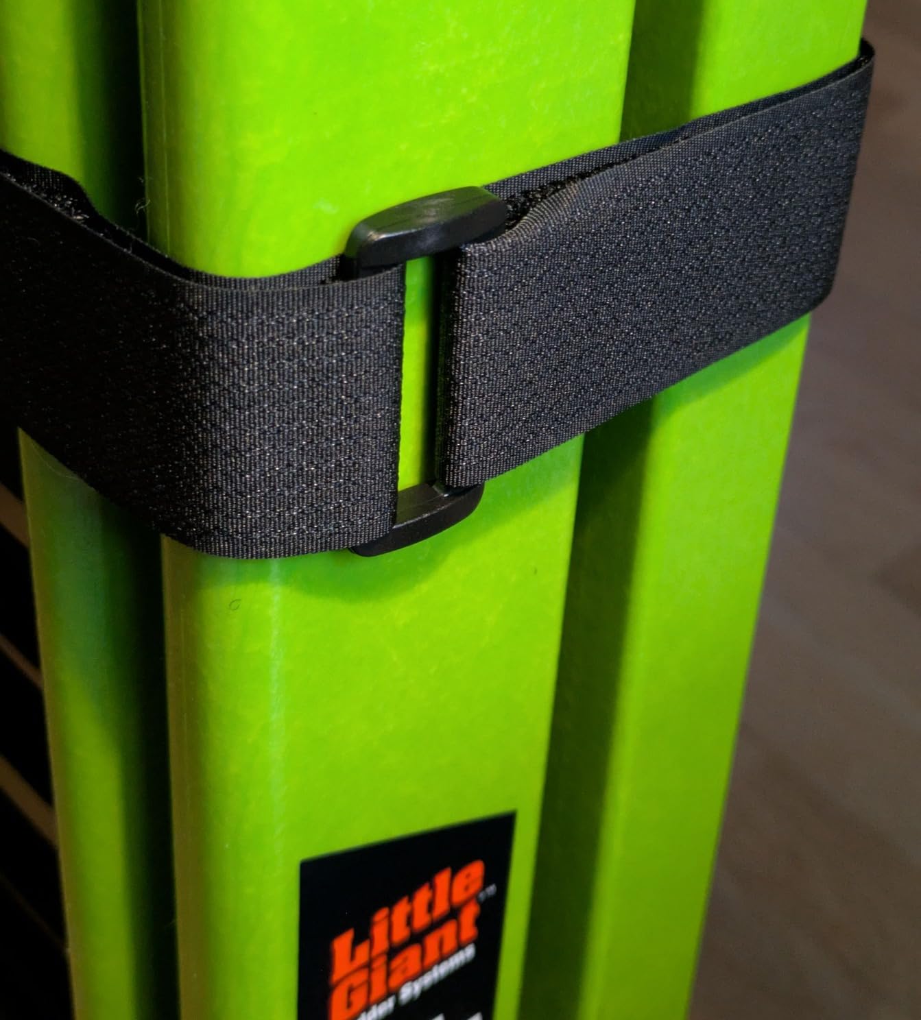 Little Giant Jumbo Step 3-Step Foldable 3-Ft Fiberglass Stool, Non-Conductive, Hi-Viz Green Rails, Extra-Wide Stair-Like Treads, Rotating Handrail, 375 lb. Type IAA, 11933 customer photo 2