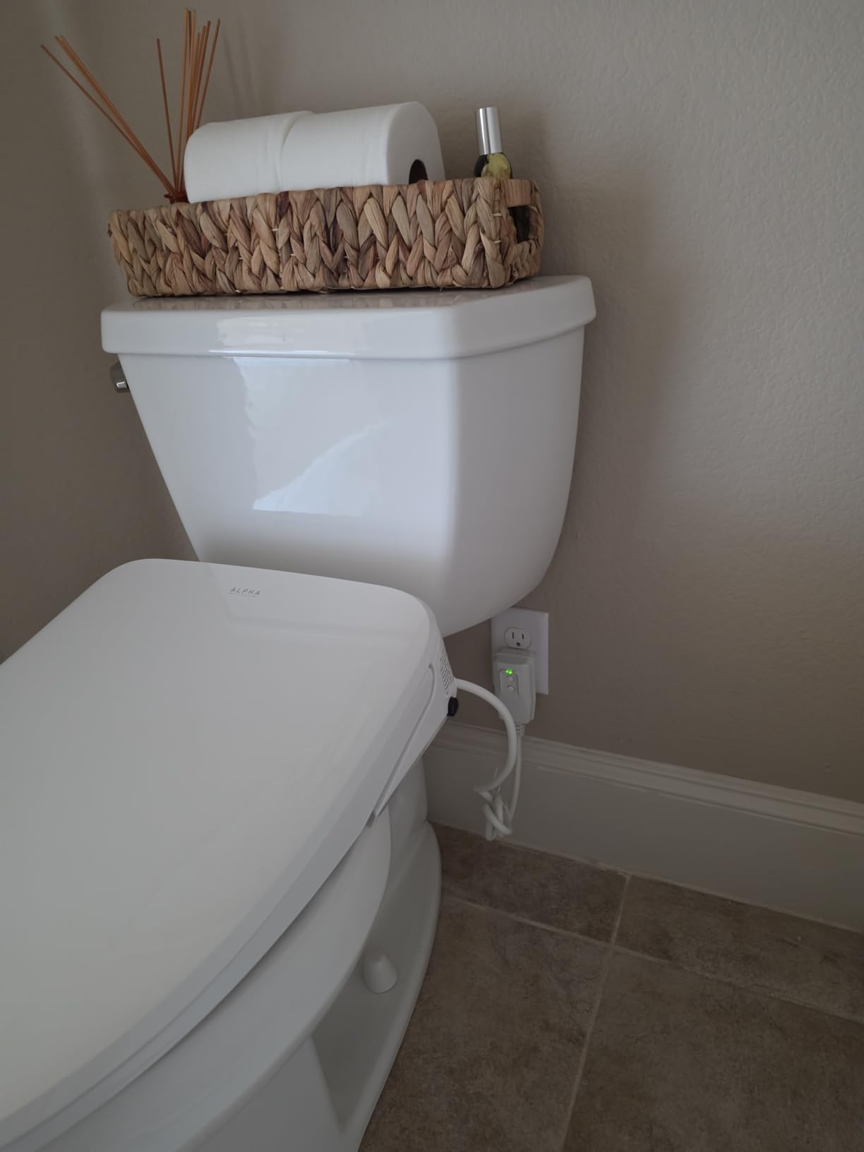 ALPHA BIDET UX Pearl Bidet Toilet Seat in Elongated White, Ultra Low Profile, Endless Warm Water, Arced Stainless Steel Nozzle, LED Nightlight, Dryer, Deodorizer, 3 Year Warranty customer photo 1