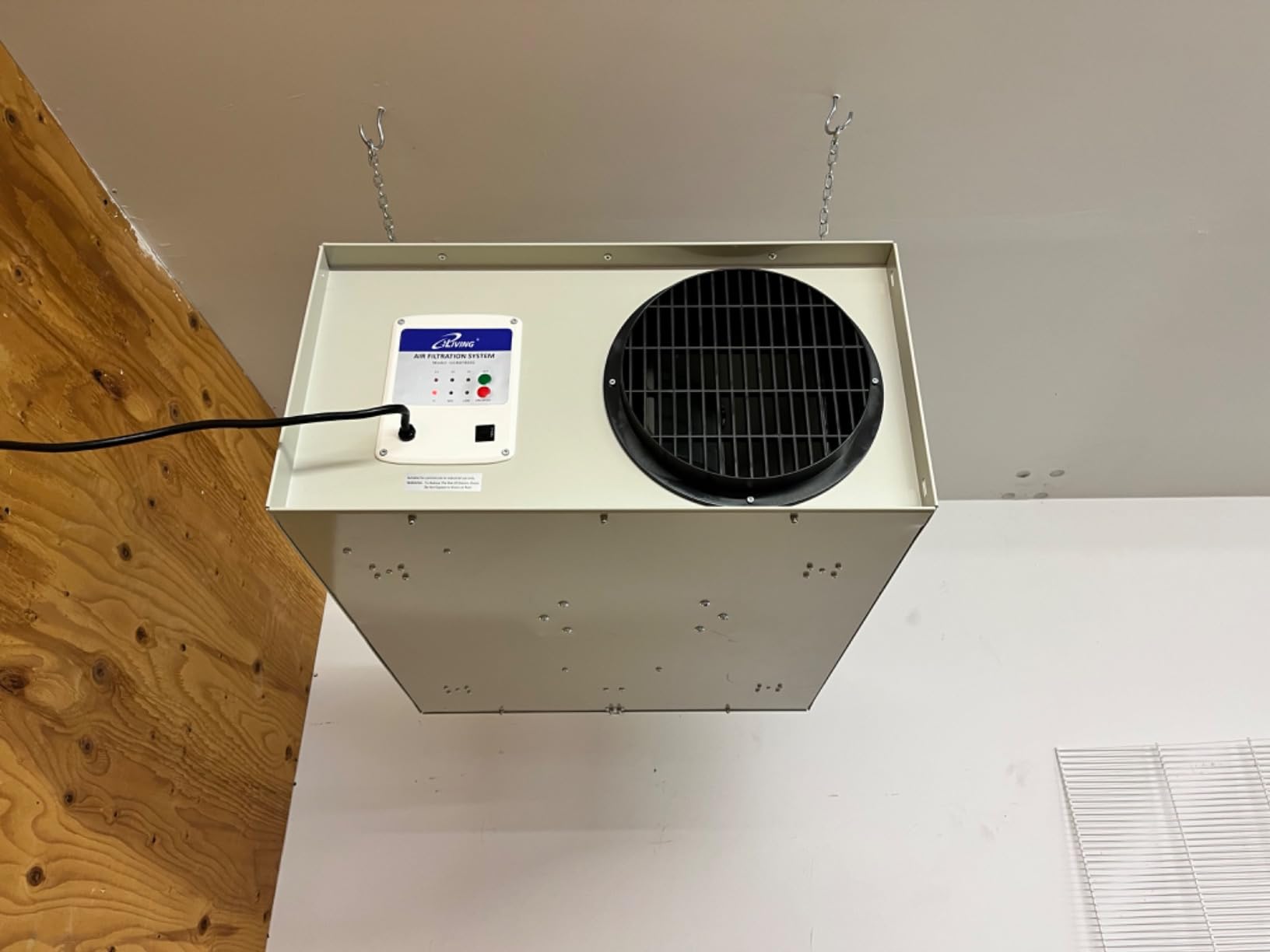 iLIVING ILG8AF8000 3-Speed Air Filtration System Fan with Remote, Hanging or on Wheels Filter for Garage Air Cleaner, Shop Dust Collector, and Woodworking Station, 1025 CFM customer photo 1