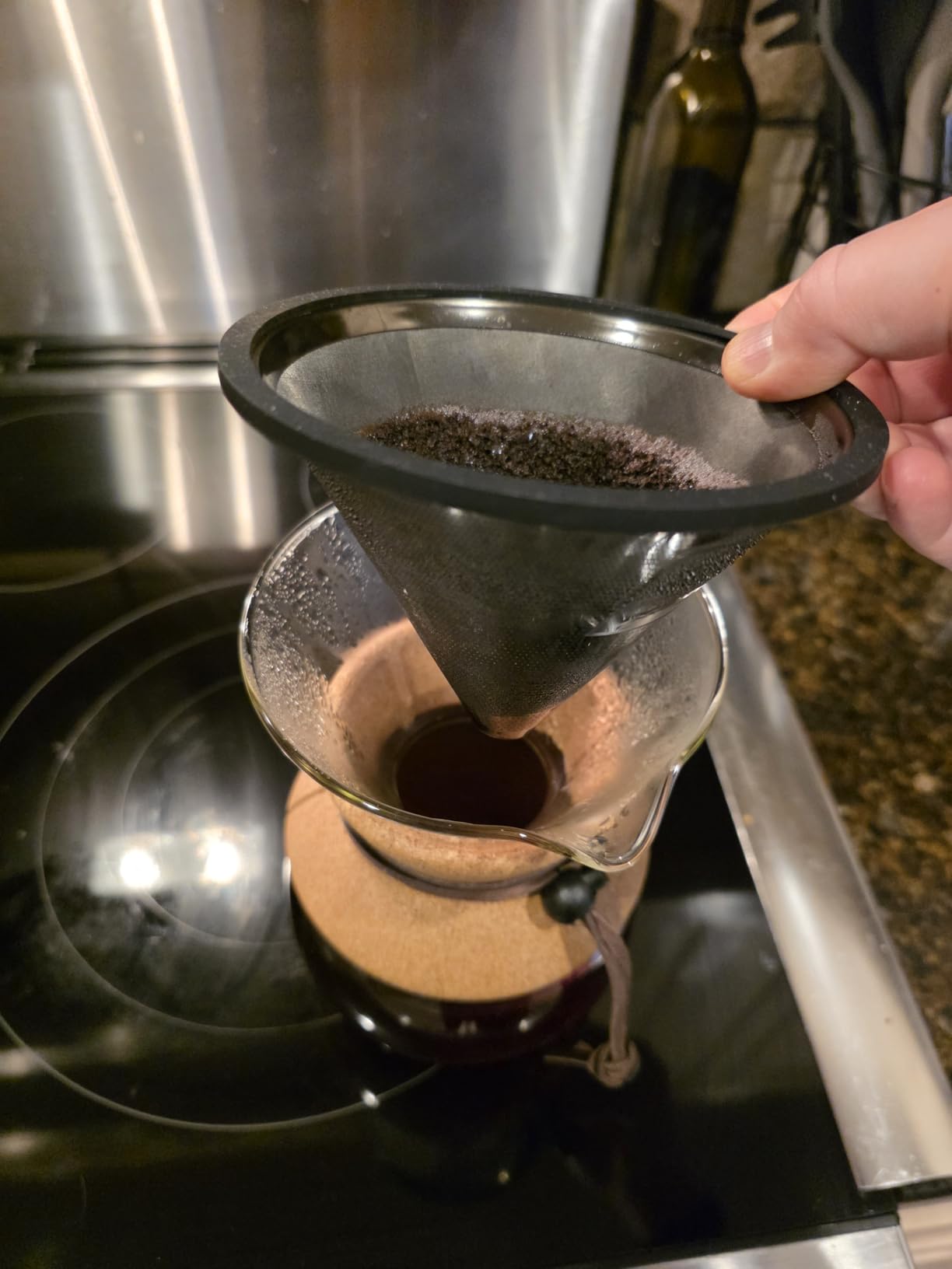 Barista Warrior Pour Over Coffee Maker with Glass Carafe and Reusable Stainless Steel Dripper - Complete Pour Over Coffee Kit with Acacia Wood Scoop for Rich, Flavorful Drip Brewing at Home customer photo 1
