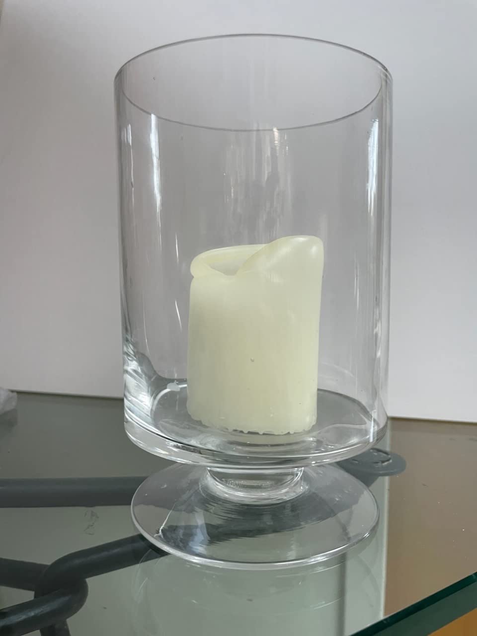 CYS EXCEL Glass Hurricane Pillar Candle Holder (H:8