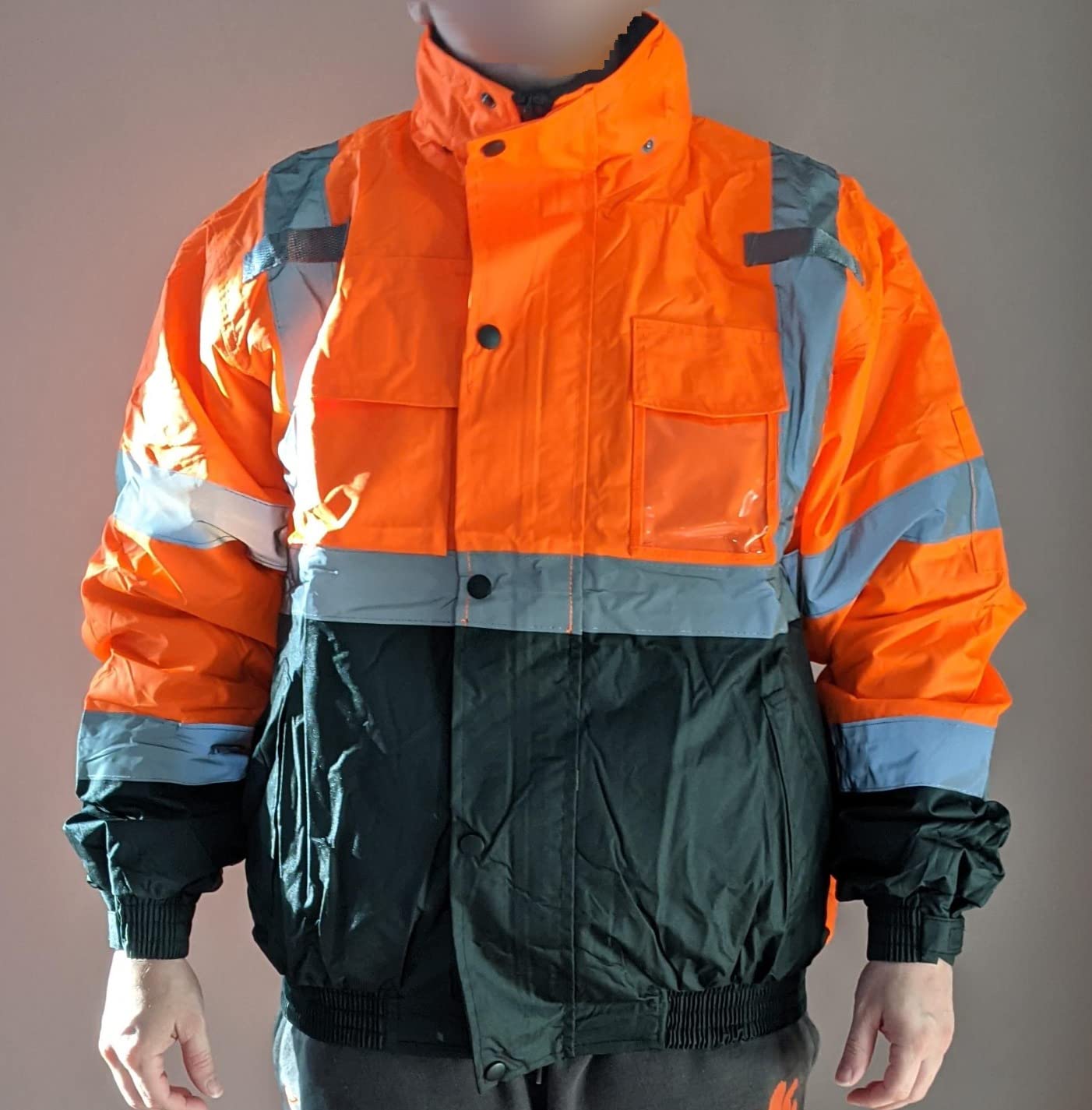 Reflective High Visibility Hooded Bomber Jacket with Pockets, Waterproof, ANSI/ISEA 107-2020 Type R Class 3 customer photo 1